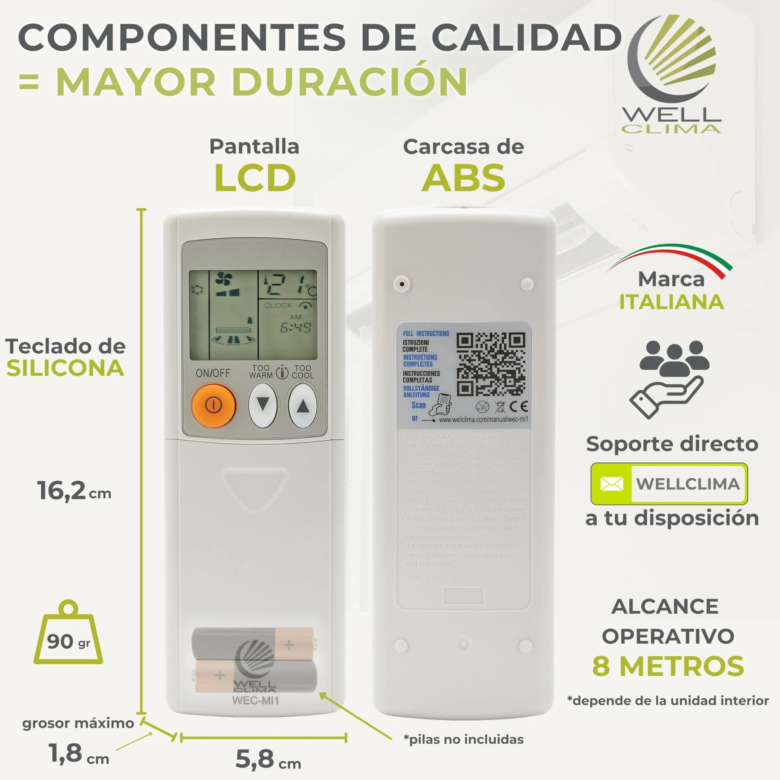 Wellclima Control Remoto Universal WEC-MI1 para Aire Acondicionado Mitsubishi
