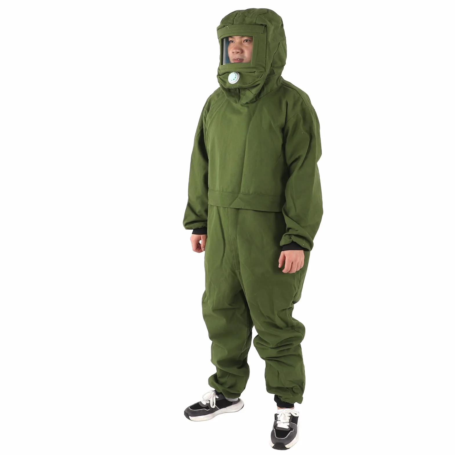 Traje De Chorro De Arena Capucha Protectora De Cuerpo Completo para Evitar Salpicaduras De Polvo Ropa De Protección para El Trabajo para La Construcción Naval De Hierro Fundido