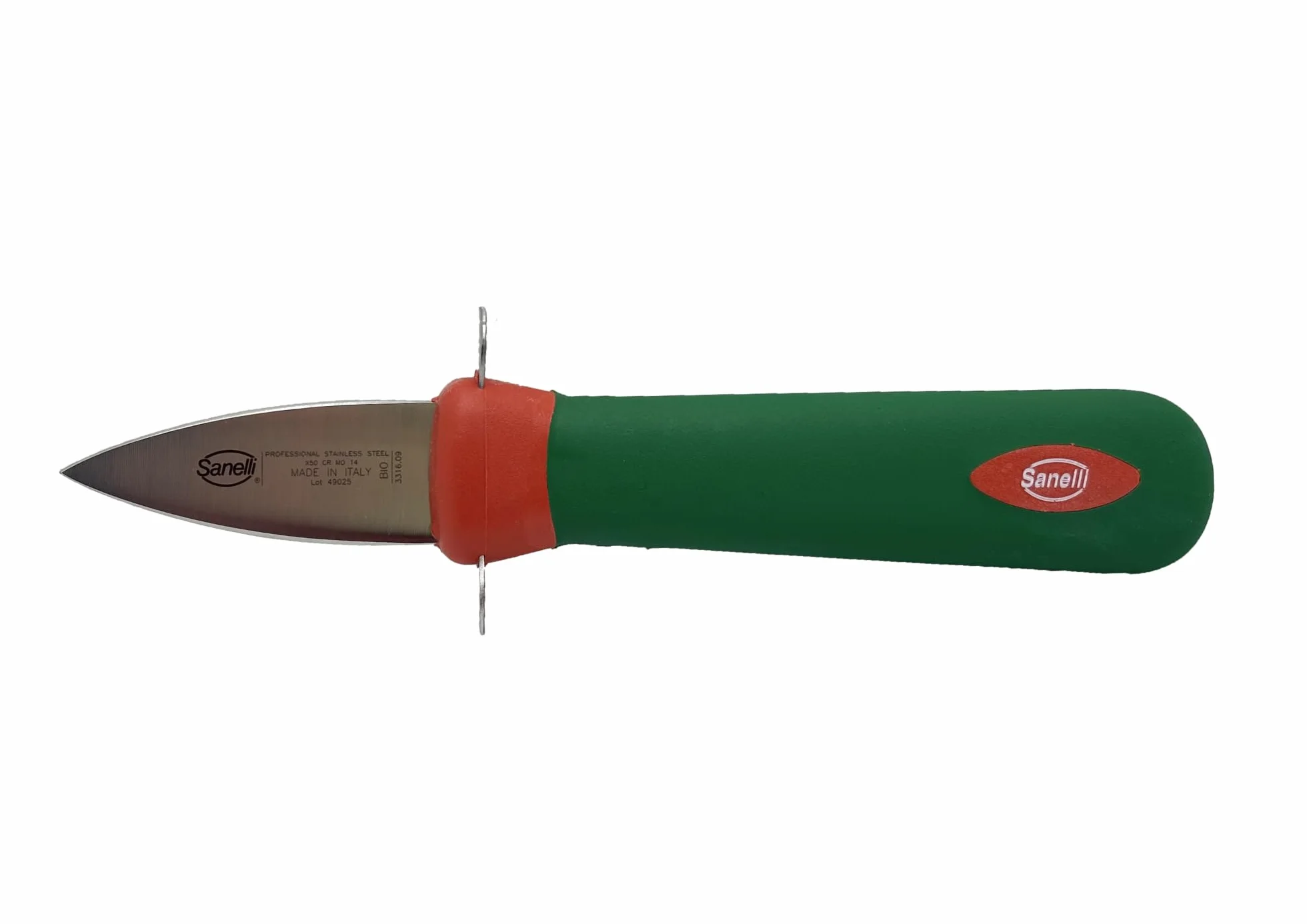 Sanelli Premana Abre Ostras, Acero Inoxidable/Verde, 9 cm