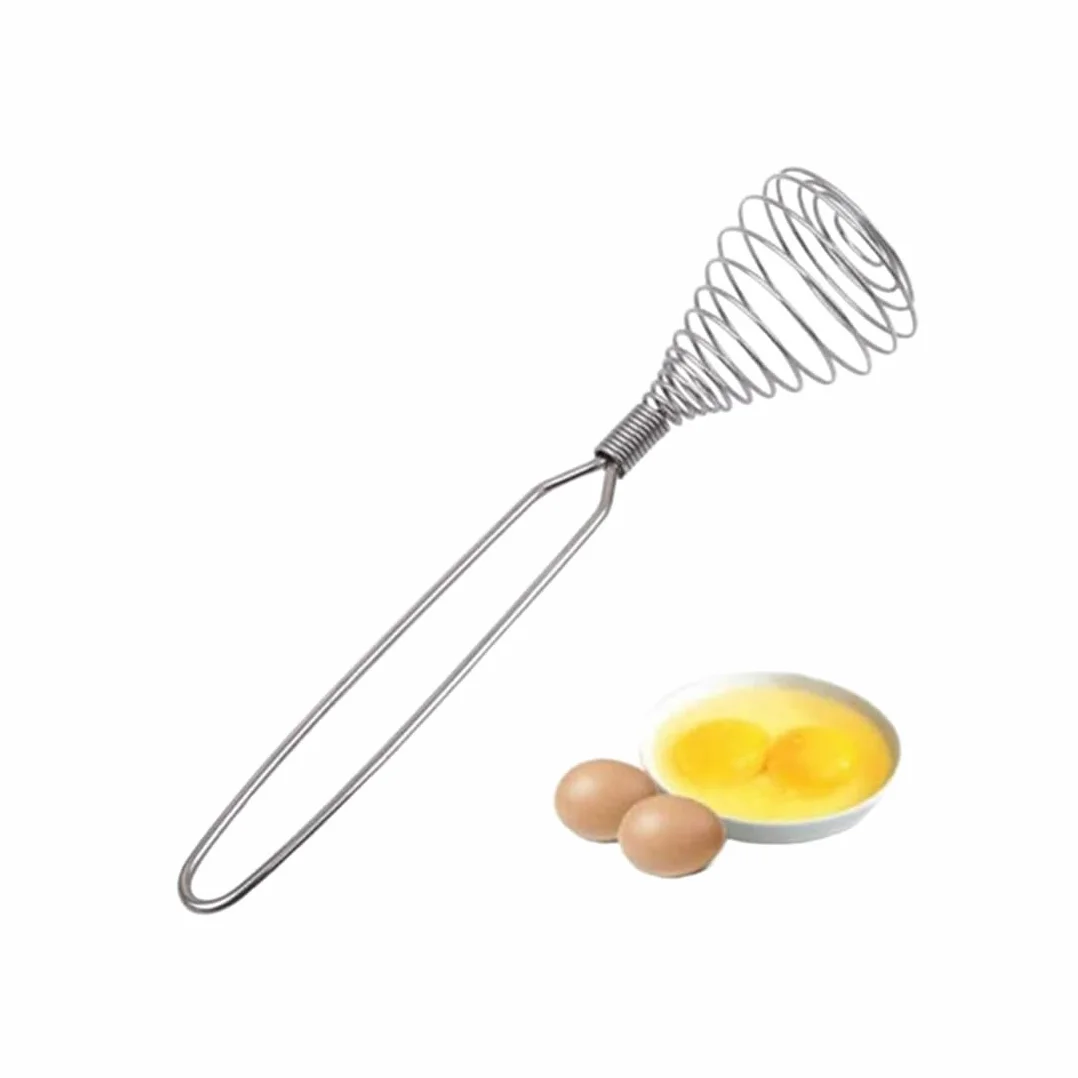 Mini batidor de acero inoxidable plateado francés con resorte, 8.67 pulgadas, batidor de huevos de mano, batidor de huevos, batidor de agitador