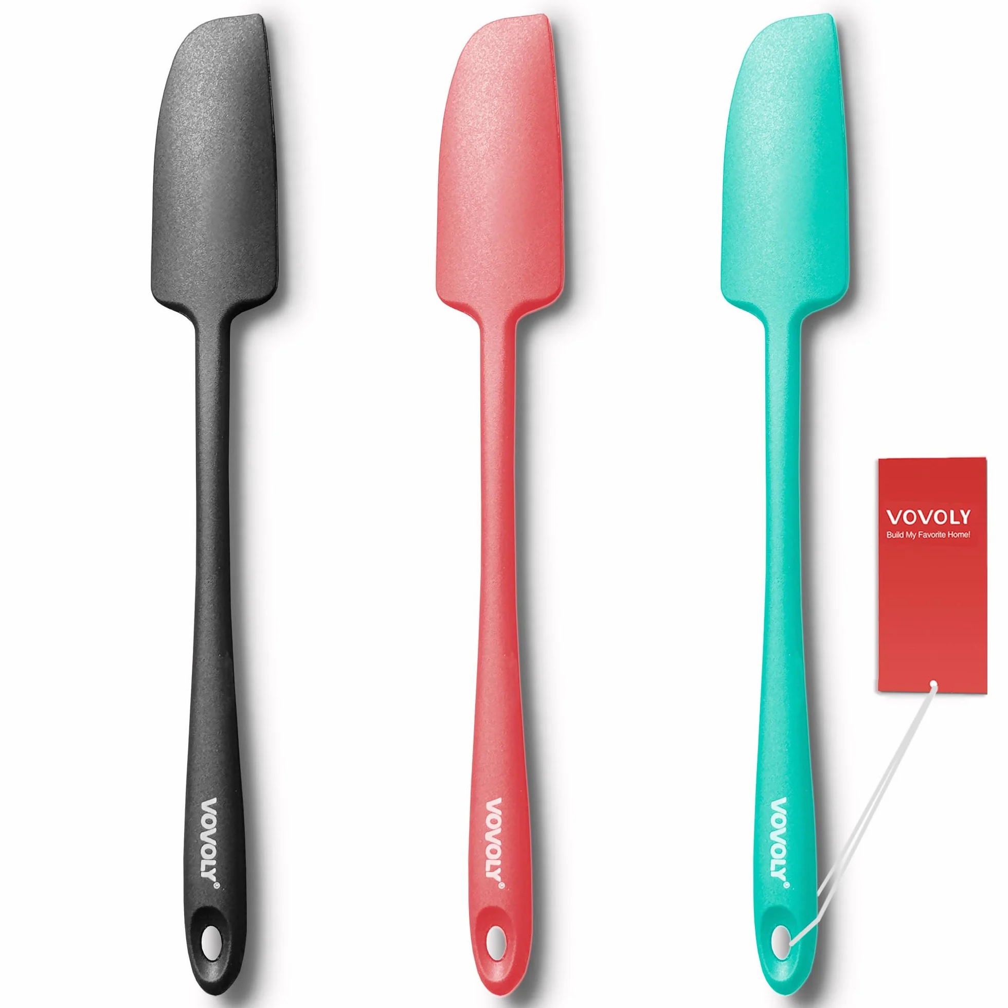 Vovoly - Paquete de 3 espátulas de silicona para tarros, pequeño raspador de goma sin costuras con núcleo de acero inoxidable, resistente al calor y antiadherente, para tarros y licuadoras, sin BPA,