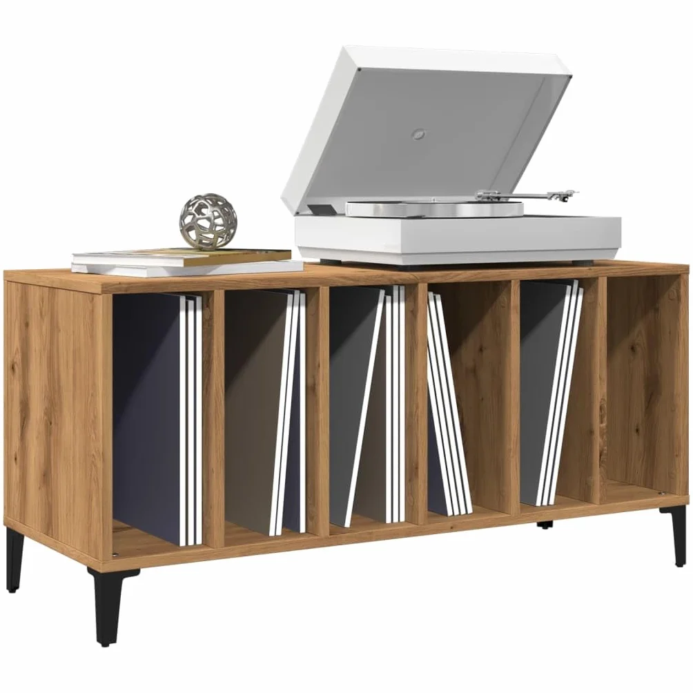 vidaXL Mueble para Discos Madera ingeniería Roble Artisan 100x38x48 cm, Armario de almacenaje de Discos, Mueble para Discos de Vinilo, aparador