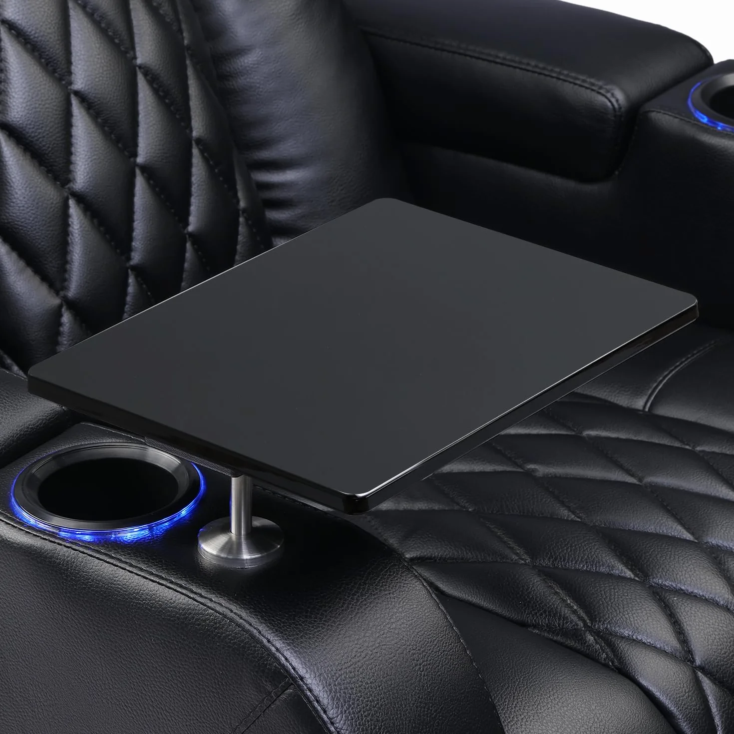 Weilianda Home Theater Seating Series - Mesa giratoria con bandeja para cine en casa, color negro mate