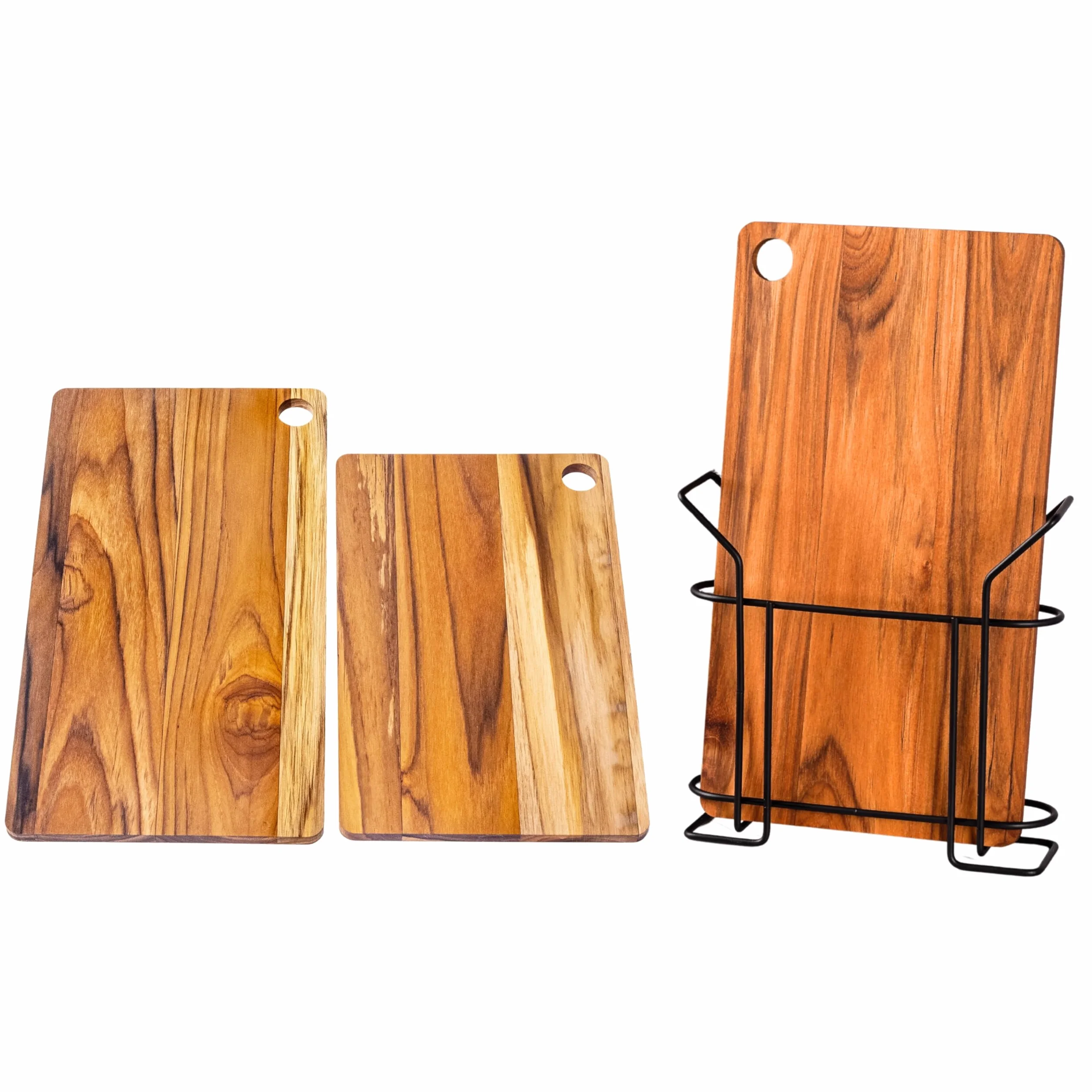 Erreke Set de 3 Tablas Reversibles de Madera de Teca para Cortar Cocina