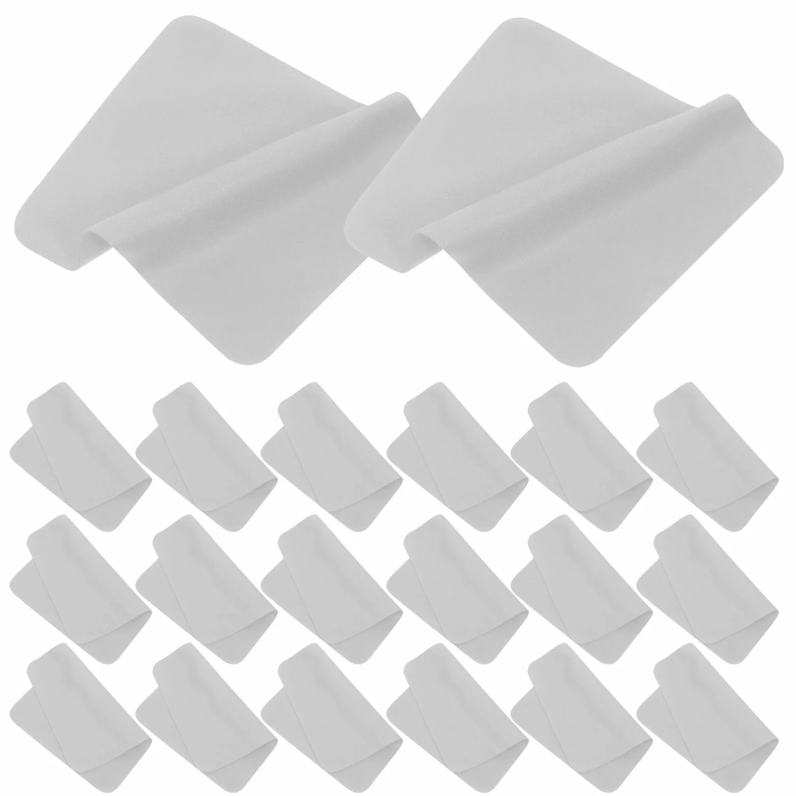 SHOWERORO Paños de Microfibra para Gafas 100 Unidades 17X14 CM Doble Cara Gris Claro Paño para Limpiar Lentes Toallitas para Cristales y Pantallas de Teléfonos Limpieza Profesional sin