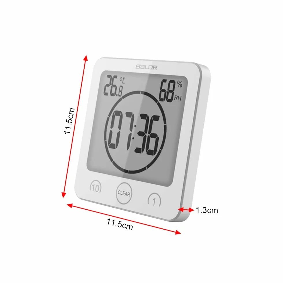 Reloj de ducha digital con temporizador, pantalla LCD grande táctil y temperatura para baño