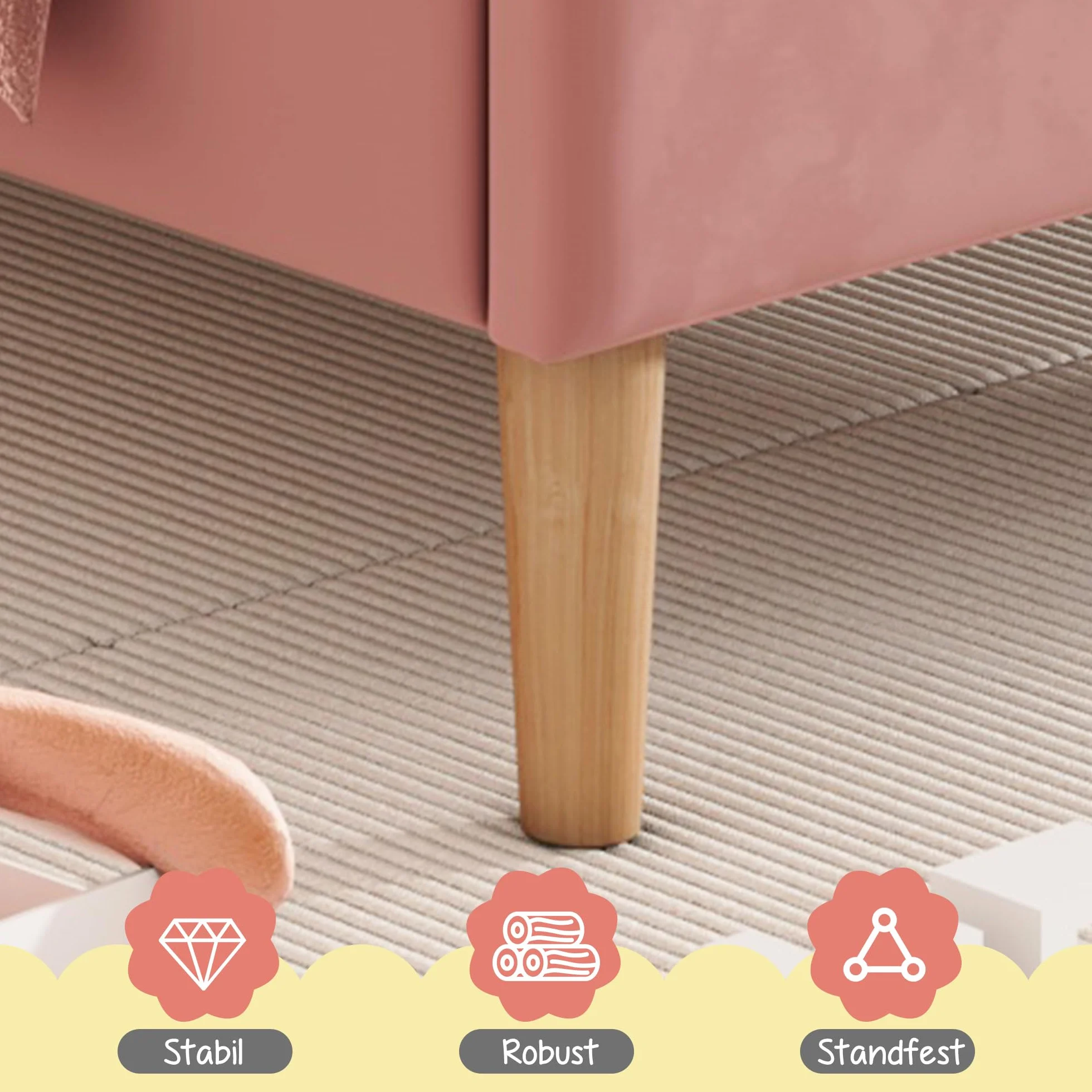 Merax Cama tapizada de 140 x 200 cm con somier y cabecero ajustable, cama doble para adultos y jóvenes, tela de terciopelo, color rosa (sin colchón)