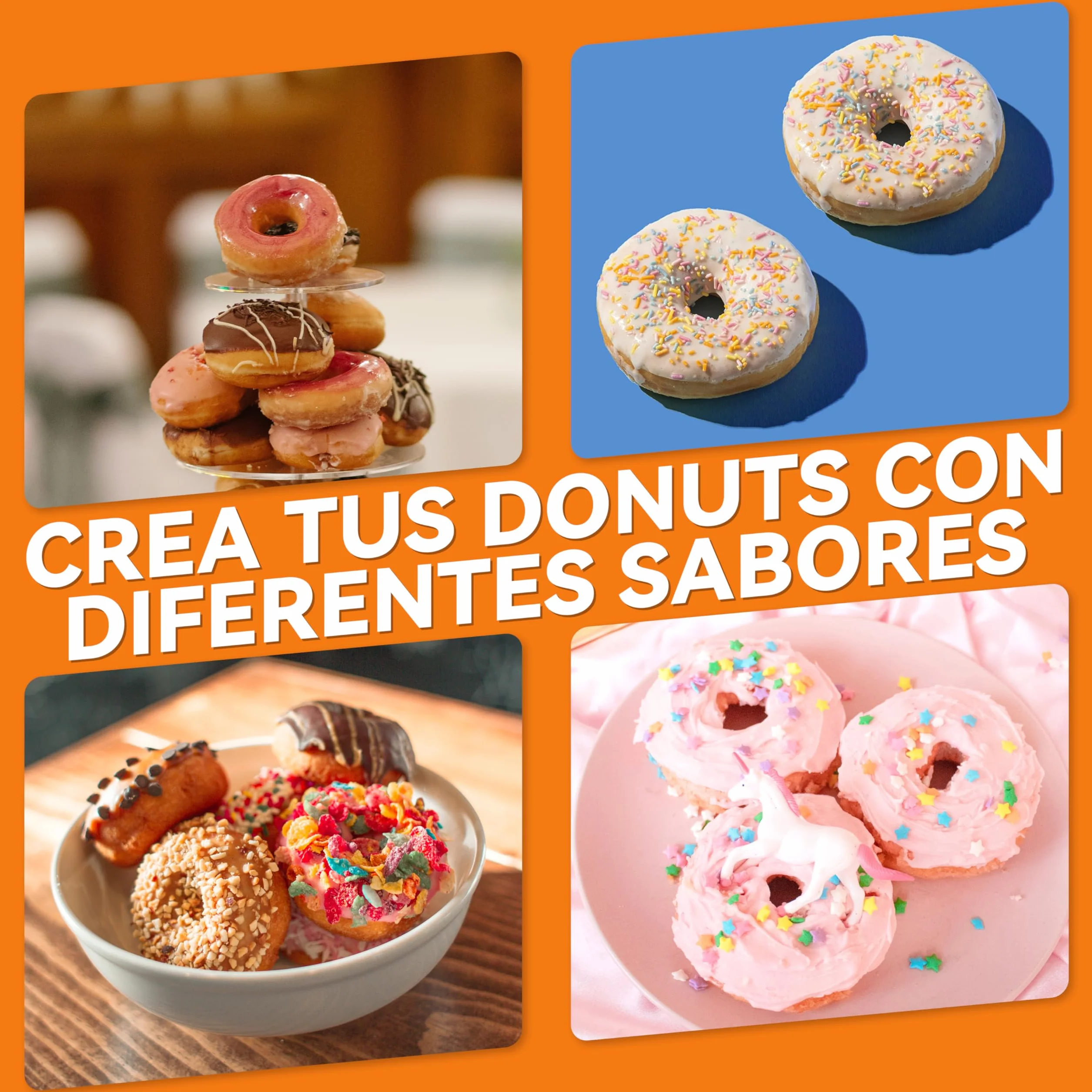 Baker's Friend, Mini máquina para hacer donuts, maquina donuts, donetes, hornea 12 mini donuts, perfectos para desayunos, meriendas, postres y mucho más, Aqua
