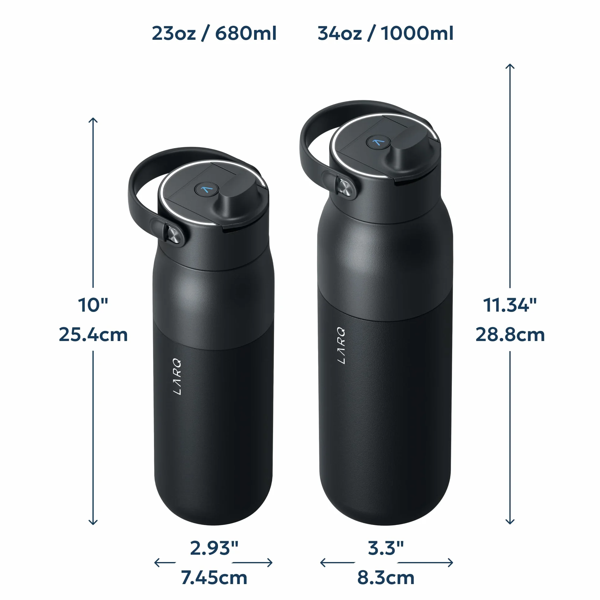 LARQ PureVis 2 Botella de Agua Inteligente con Filtro - Autolimpiable UV, Seguimiento de Hidratación vía App, Acero Inoxidable Aislado – Garantía 2 Años – 1 Litro
