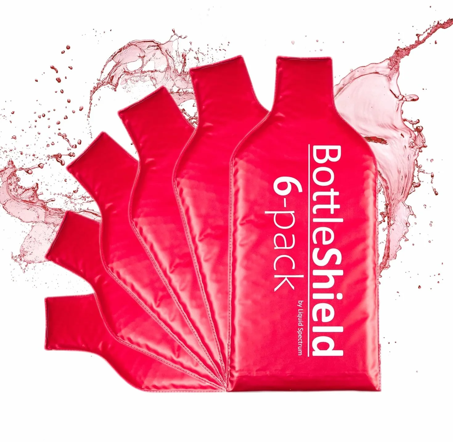 Liquid Spectrum BottleShield - Funda protectora de botella para viajar (juego de 6) reutilizable de doble capa protectora, doble cierre de cremallera con sello a prueba de líquidos, ideal para