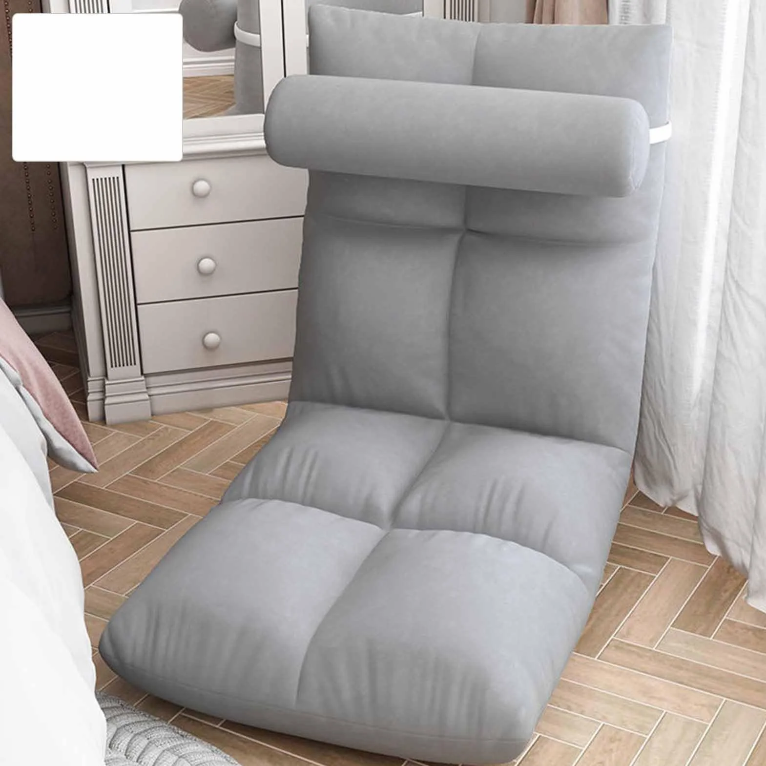 Silla de suelo con soporte para la espalda, plegable, sofá cama, sillón reclinable, silla de juegos de suelo, sillón reclinable, sofá de suelo, funda extraíble de fácil lavado (gris premium)