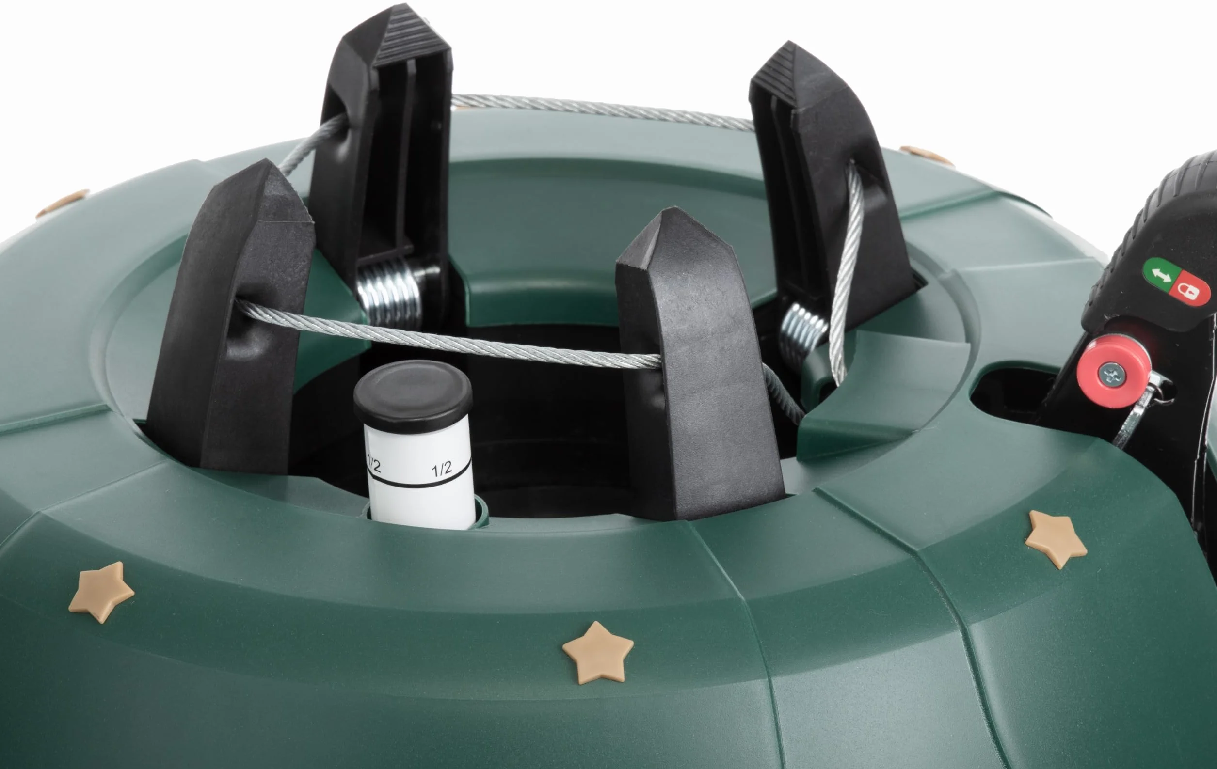Brandsseller Soporte para árbol de Navidad, hasta 2 m, con mecanismo de palanca de pie, técnica de una cuerda y sistema de seguridad, verde