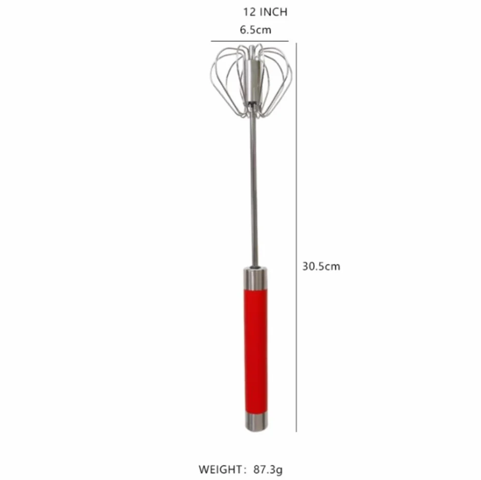 Batidor Varillas Cocina Batidor De Huevos con Varilla De Empuje De Acero Inoxidable Batidor Manual Batidor De Huevos Semiautomático Barillas Batir Batidor De Huevo(Blue,12inh)