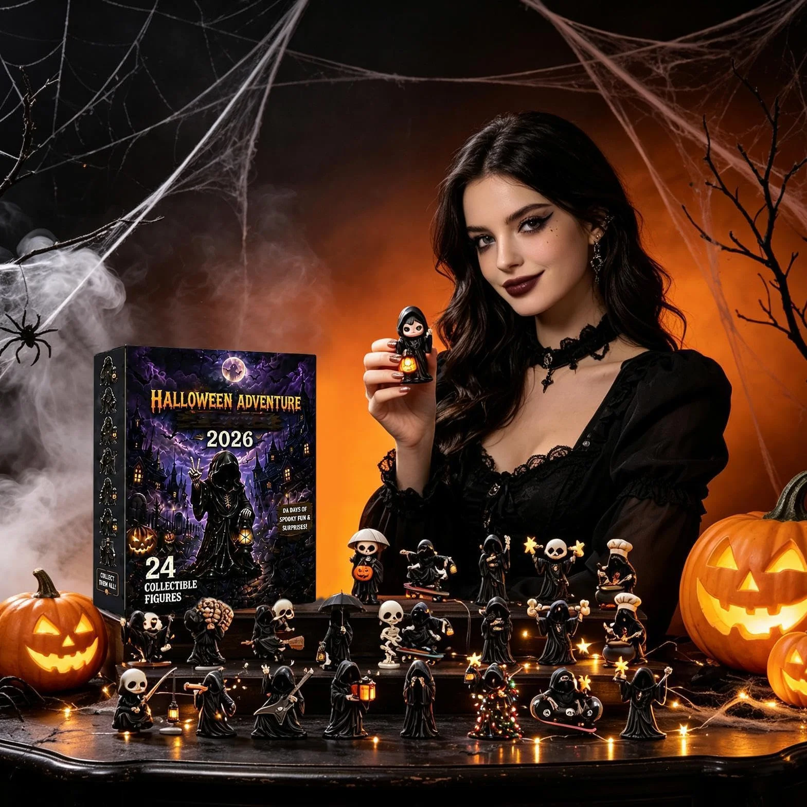 Calendario Cuenta Regresiva Halloween Con Figura Recuerdo Coleccionable | Calendario De Cuenta Regresiva Con De Fantasma Para Adultos Adolescentes Árbol Repisa Jardín