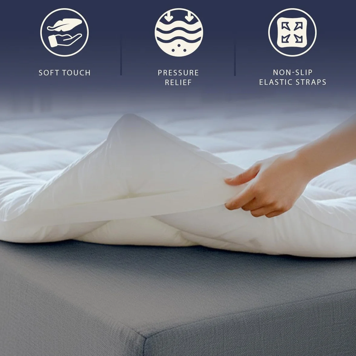 The White Stone Topper Cubrecolchón 160 x 200 cm | Acolchado de Fibra 1000 g/m² | Extra Confort con Cámara de Aire Transpirable | Cubrecolchón Efecto Nube Estilo Hotel Made in Italy
