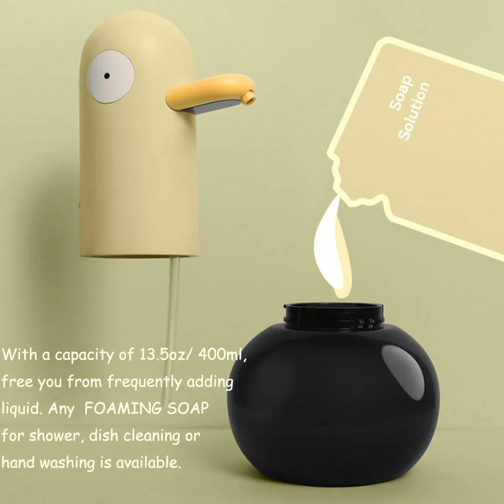 Dispensador automático de jabón para niños, dispensador de jabón de manos espumoso sin contacto, impermeable, recargable por USB, dispensador de champú/jabón manos libres para baño, encimera de