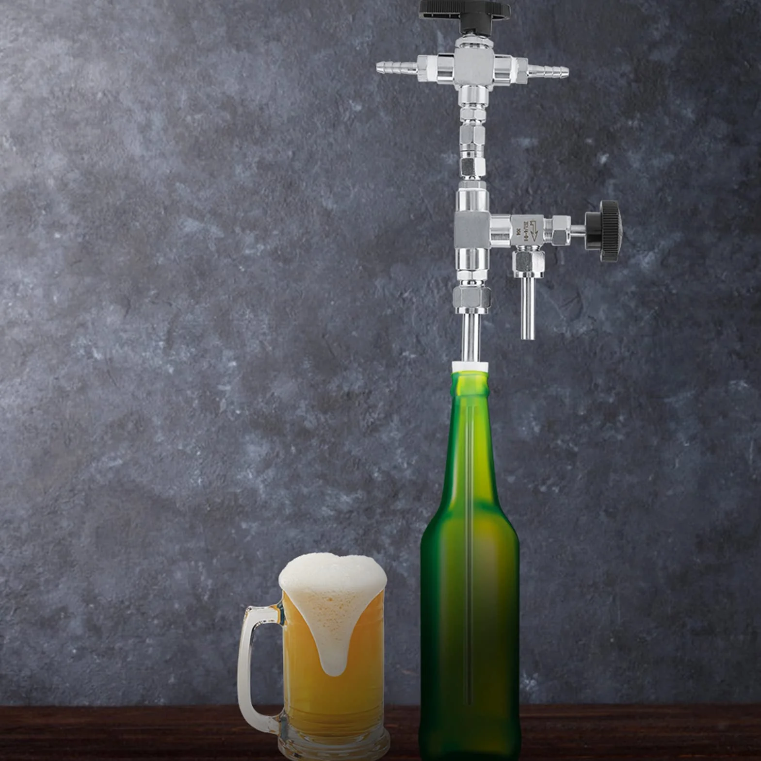 Llenador de botellas de cerveza, Llenador de botellas de contrapresión, Llenadores de botellas de cerveza de contrapresión de acero inoxidable Kit de elaboración de cervezas de