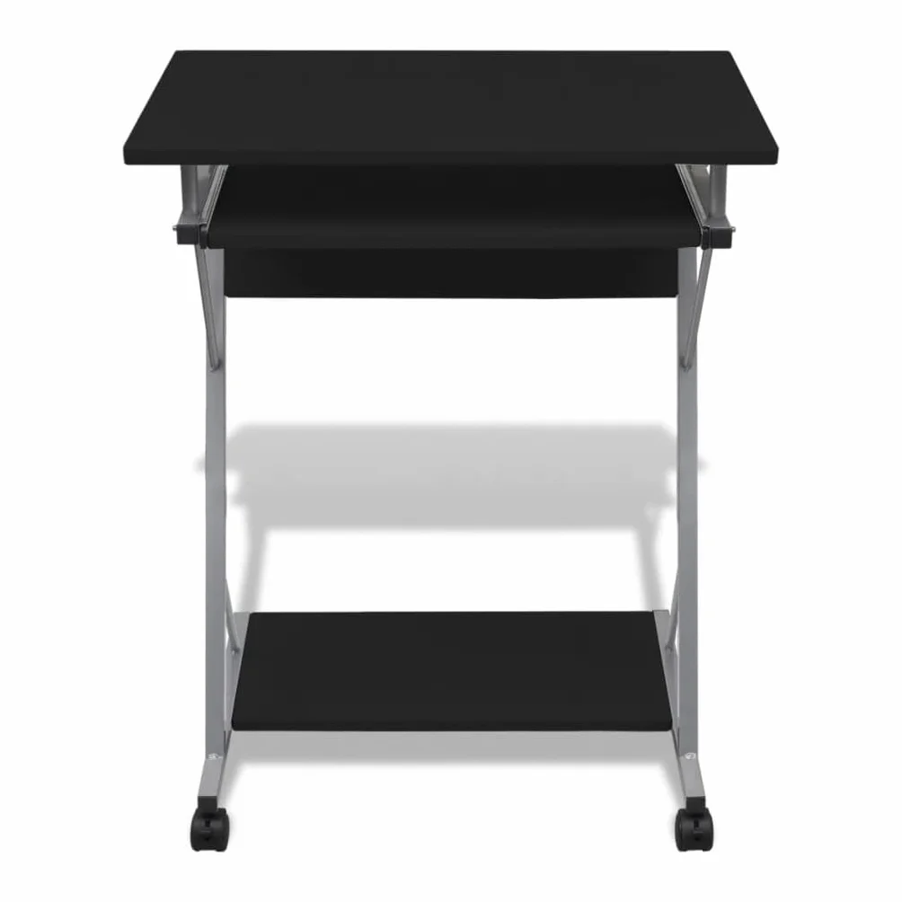 vidaXL Escritorio Compacto de Ordenador con Bandeja de Teclado Negro