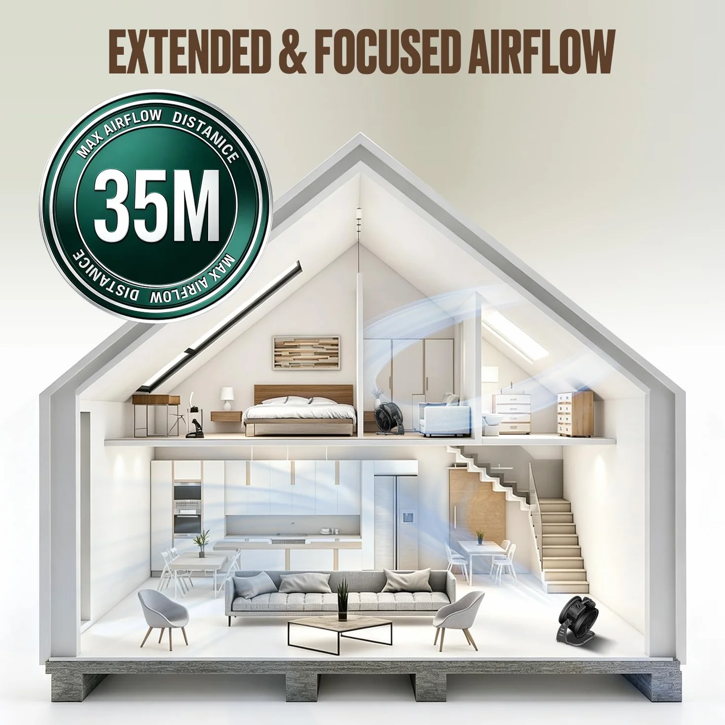XPower FC-100 - Rodador de aire industrial de alta velocidad para toda la habitación, ventilador de suelo multiusos de velocidad variable