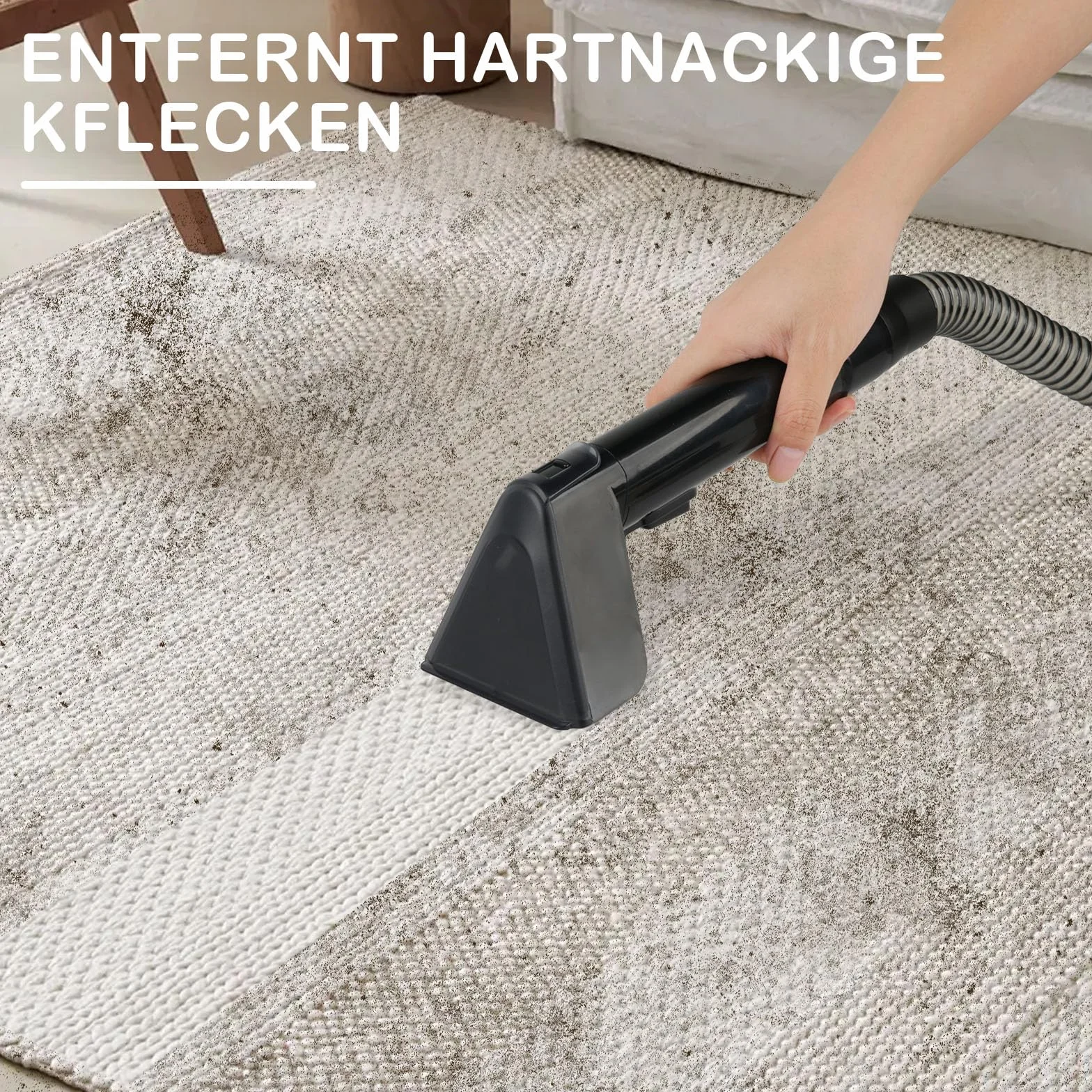Limpiador de Tapicerias 500W 12,5 KPa, Aspiradora de Agua Tapiceria con Gran Depósito Extraíble de 1,8L de Agua Limpia y 0,8L de Agua Residual, Maquina Limpiar Tapicerias Coche Sofa Carpet (Negro)
