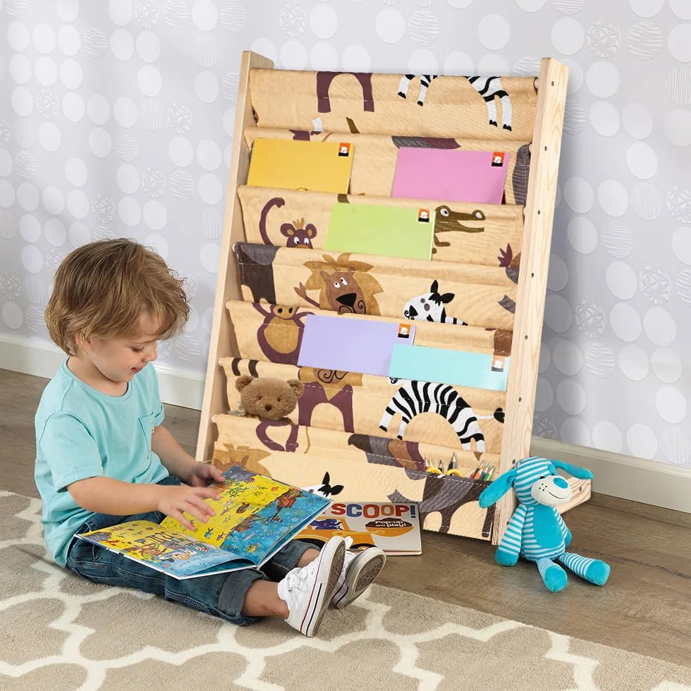 Librería para niños, estante de 7 niveles para libros, suministros escolares para habitación infantil, guardería, guardería, 80 x 60 x 30 cm (color)