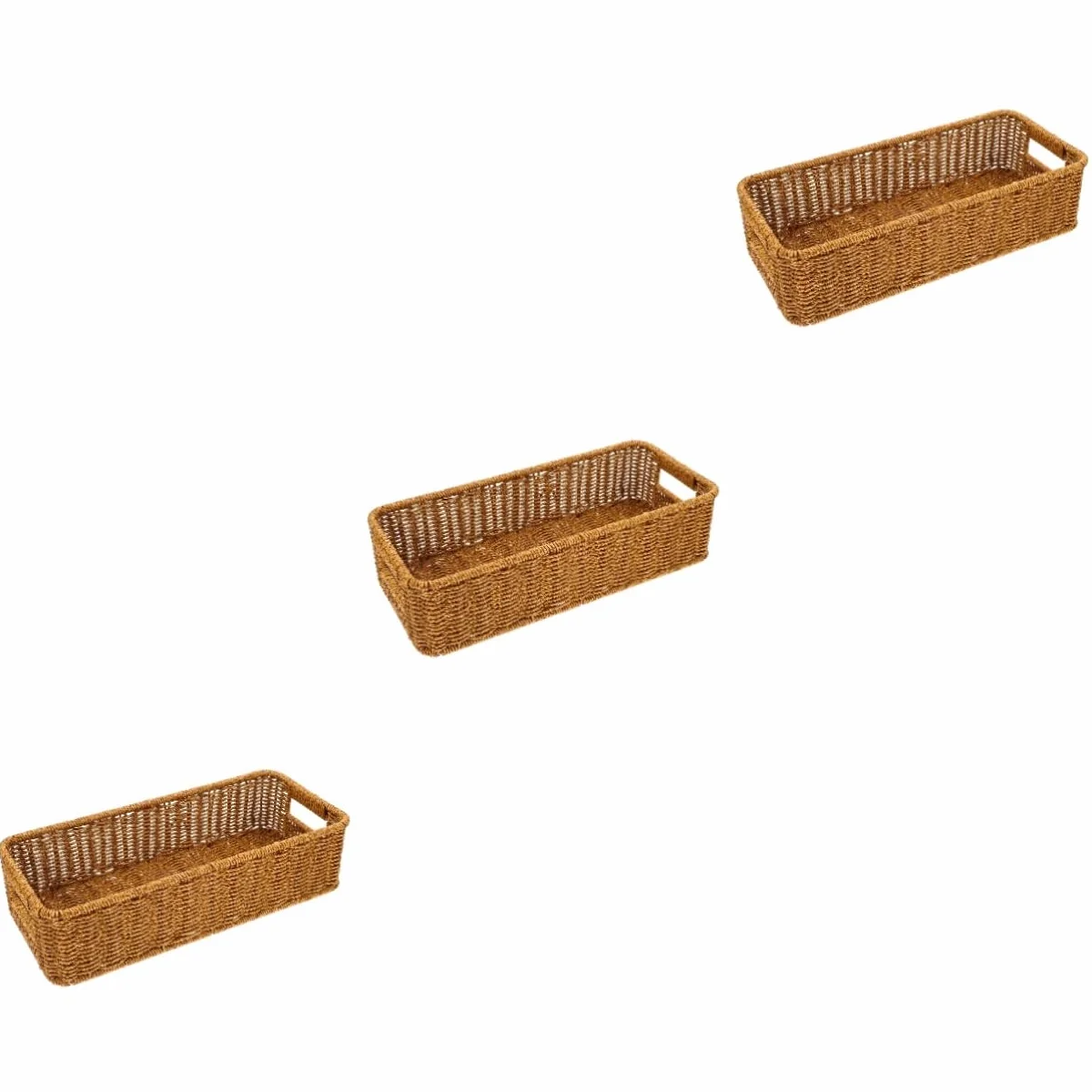 Mikinona 3 Cestas De Mimbre para Cubiertos Cesta Tejida para Cubiertos Cestas Tejidas Cestas De Mimbre para Servir Encimera Cajón para Organizador De Cajones De Utensilios