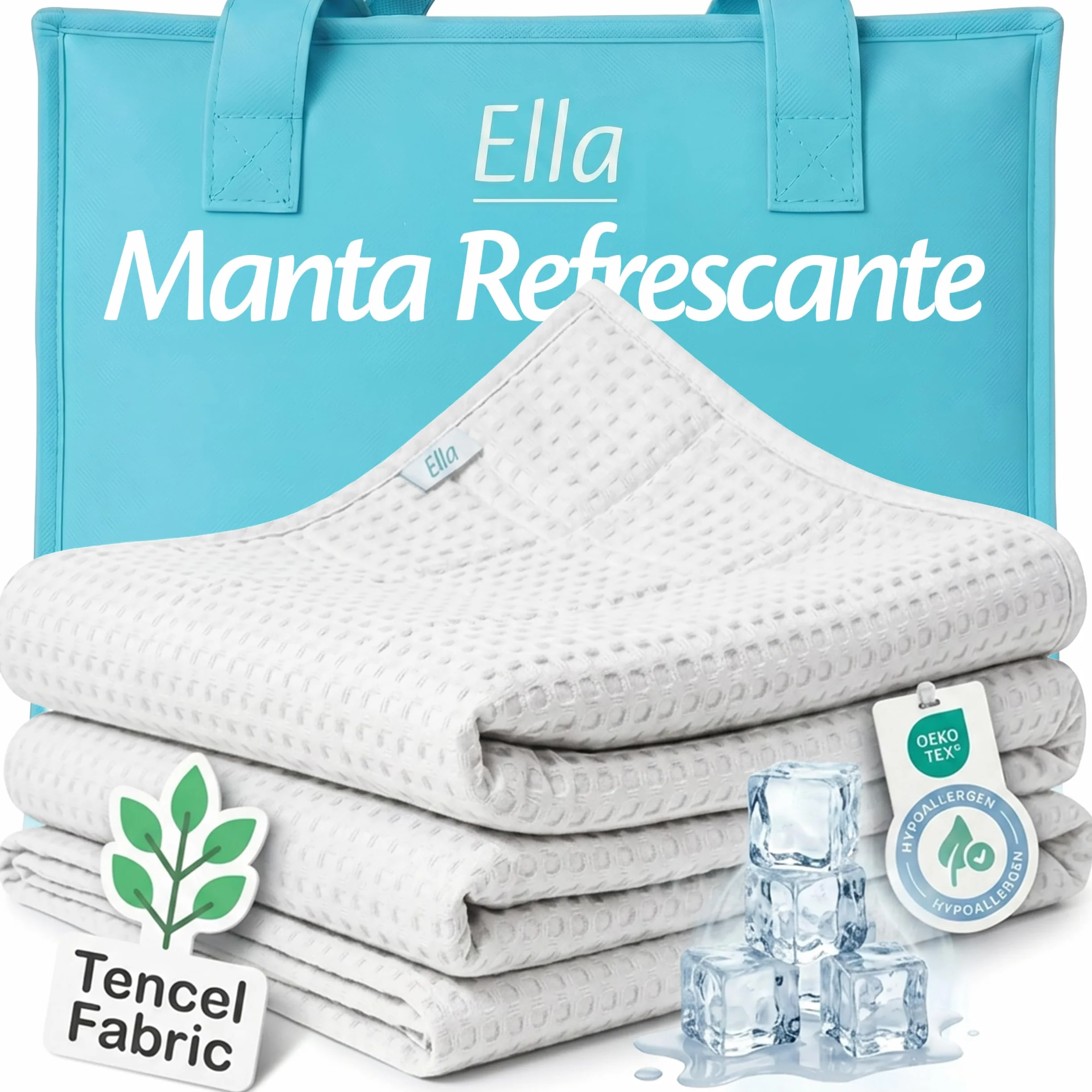Manta Refrescante Ella - Manta Fría de Verano 200x200 cm, 100% Tencel, Certificado Oeko-Tex, para Sofás y Cama, Cooling Blanket Transpirable, Ligera y Suave