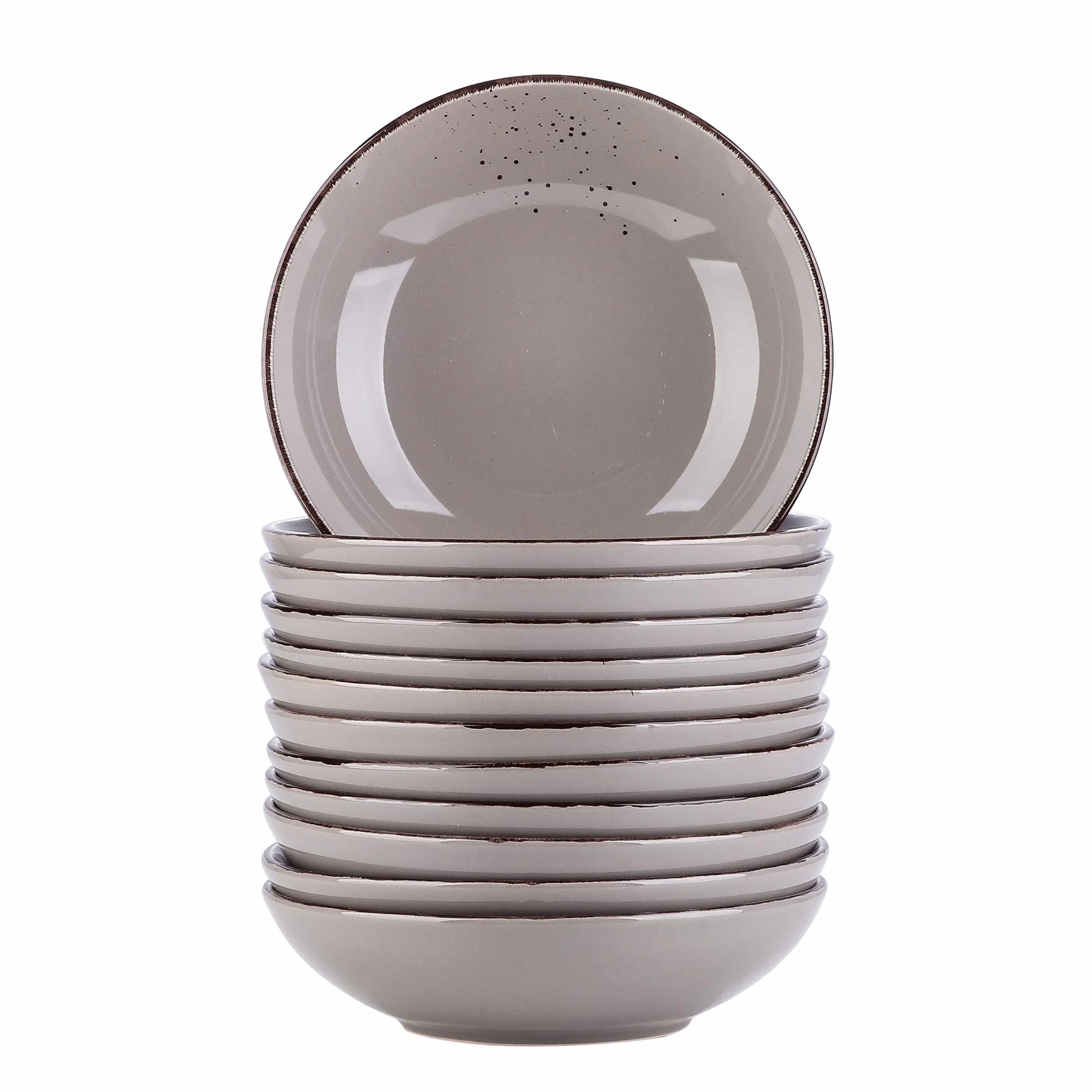 vancasso serie NAVIA Set 12 Platos Hondos, 20,3 x 5,3 cm Juego de Platos Sopa para 12 Personas, Set Platos de Ensalada de Gres Vintage, Apto para Lavavajillas, Microondas y Horno, 900 ml, Gres