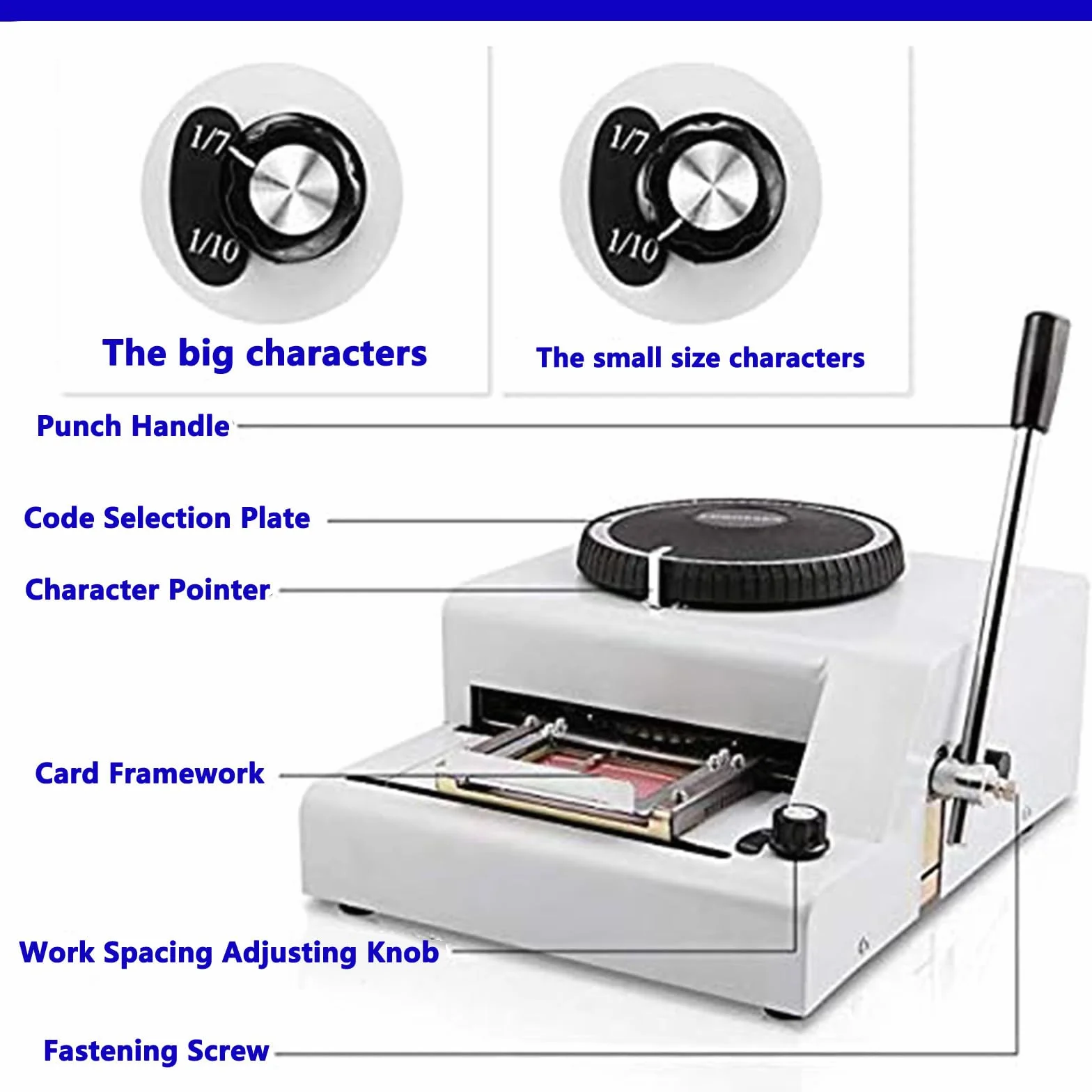 MáQuina de Estampado Manual de 72 Caracteres, Impresora de CóDigos y Relieve para Tarjetas Personalizadas de PVC, MáQuina de Estampado y CodificacióN Manual