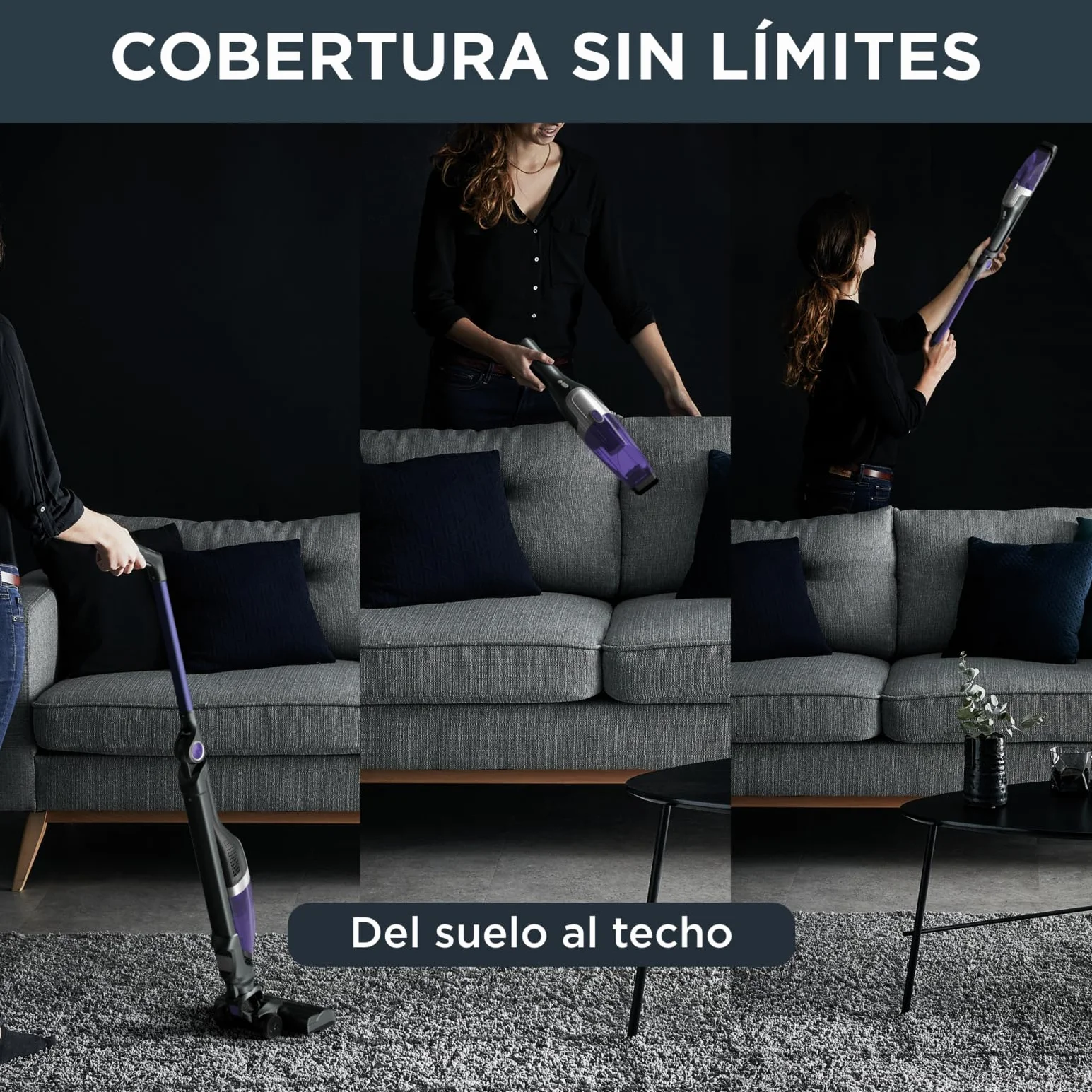 Rowenta X-TREM Compact 2 en 1 - Aspiradora escoba sin cable multisuperficies, aspiradora de mano muy ligera, hasta 60 min, Vision System, hasta el 99% filtrado, apta para personas alérgicas, RH1238
