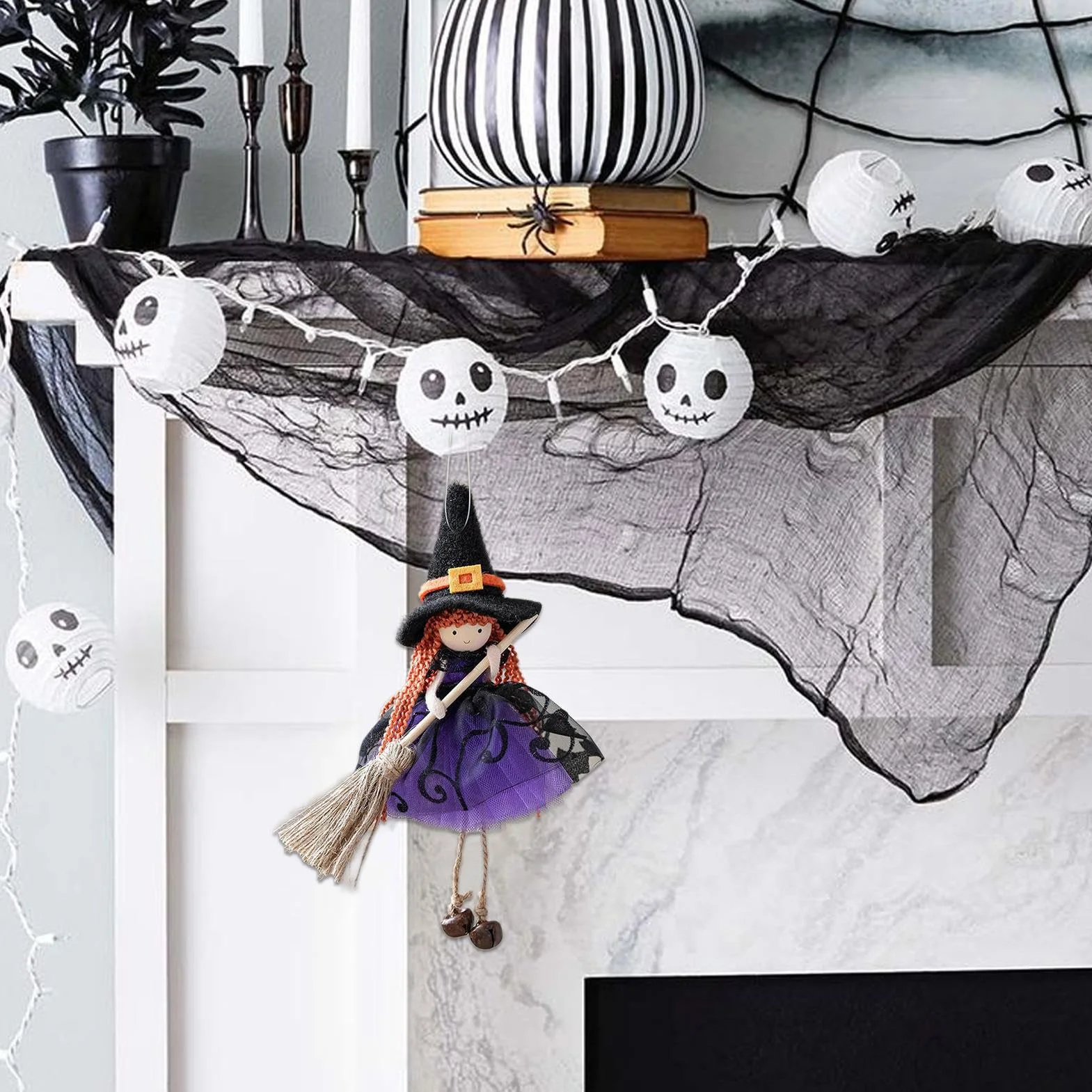Muñeca de Bruja de Cocina Hecho a Mano Colgante Halloween Figura Coleccionable para Fiestas Decoración Exterior