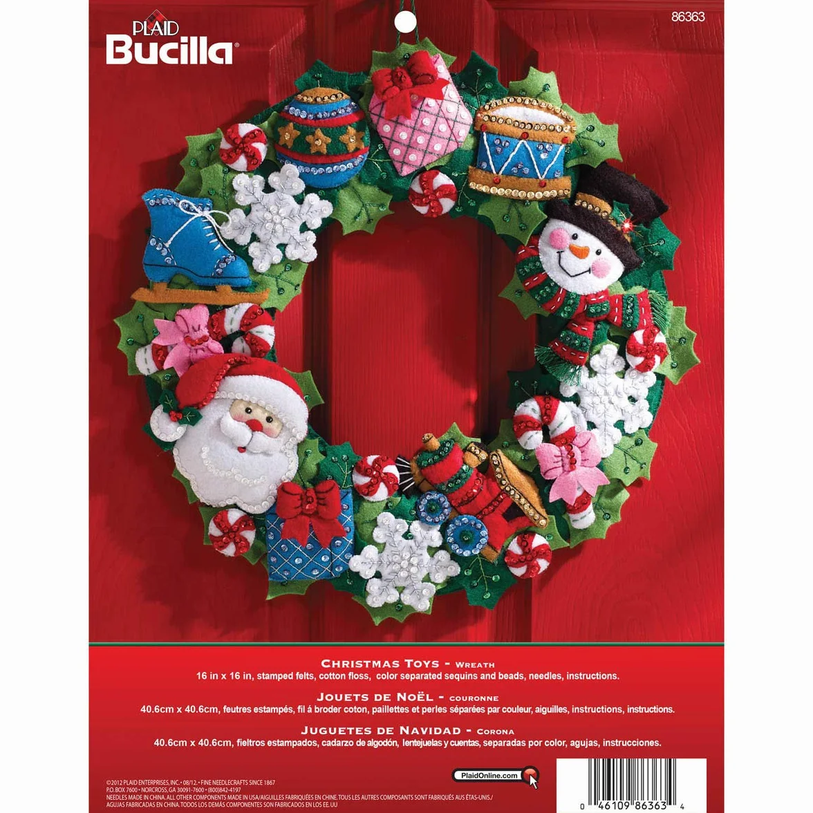 Christmas Toys Wreath Felt Applique Kit-16 Round