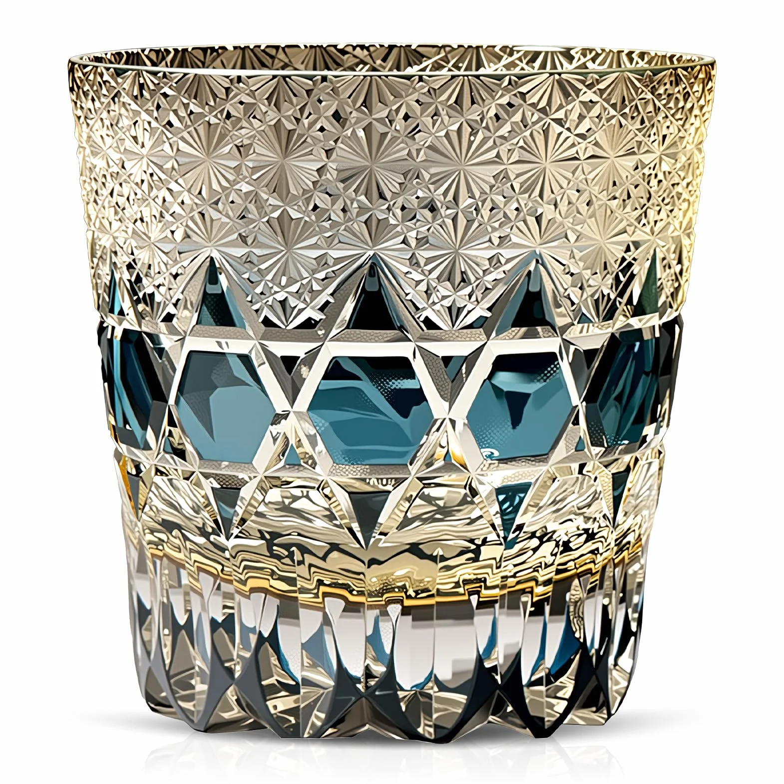 Vaso Whisky Japones Edo Kiriko Kiku Tsunagi - Vaso Degustacion Regalo Hombre para Bourbon - Vidrio Premium (Fluorita, 250ml)