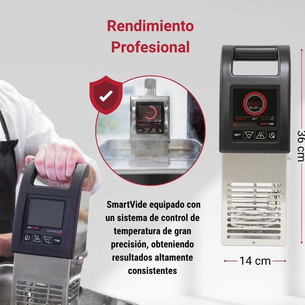 YOMMAK Cocedor Sous Vide Profesional Sammic Smart Vide 7 Premium | Roner Cocina Baja Temperatura | 56L 2000W Bluetooth | Roner Cocina al Vacío de Alta Precisión | Slow Cooker Circulador de Inmersion