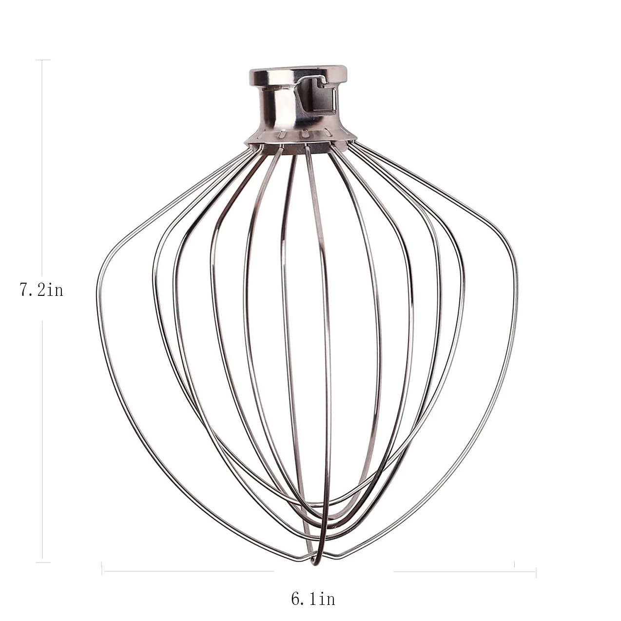 KN256WW 6 QT Látigo de alambre de acero inoxidable para KitchenAid soporte mezclador accesorio de reemplazo, huevo crema agitador, pasteles mayonesa batidor