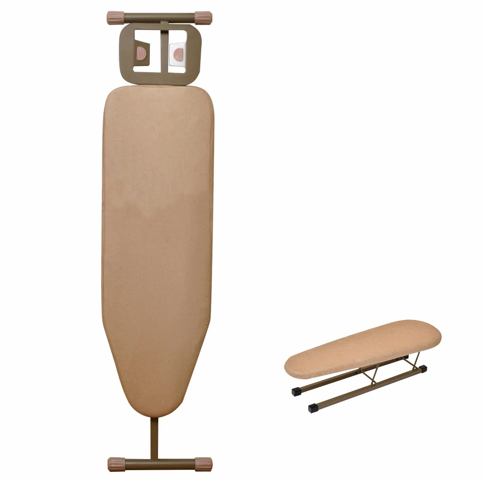 Tabla de Planchar de 7 Alturas Ajustable con Soporte para Plancha, Mesa Planchar Plegable con Soporte para Mangas, Ironing Board de Pie para Hogar y Lavadero(Brown)