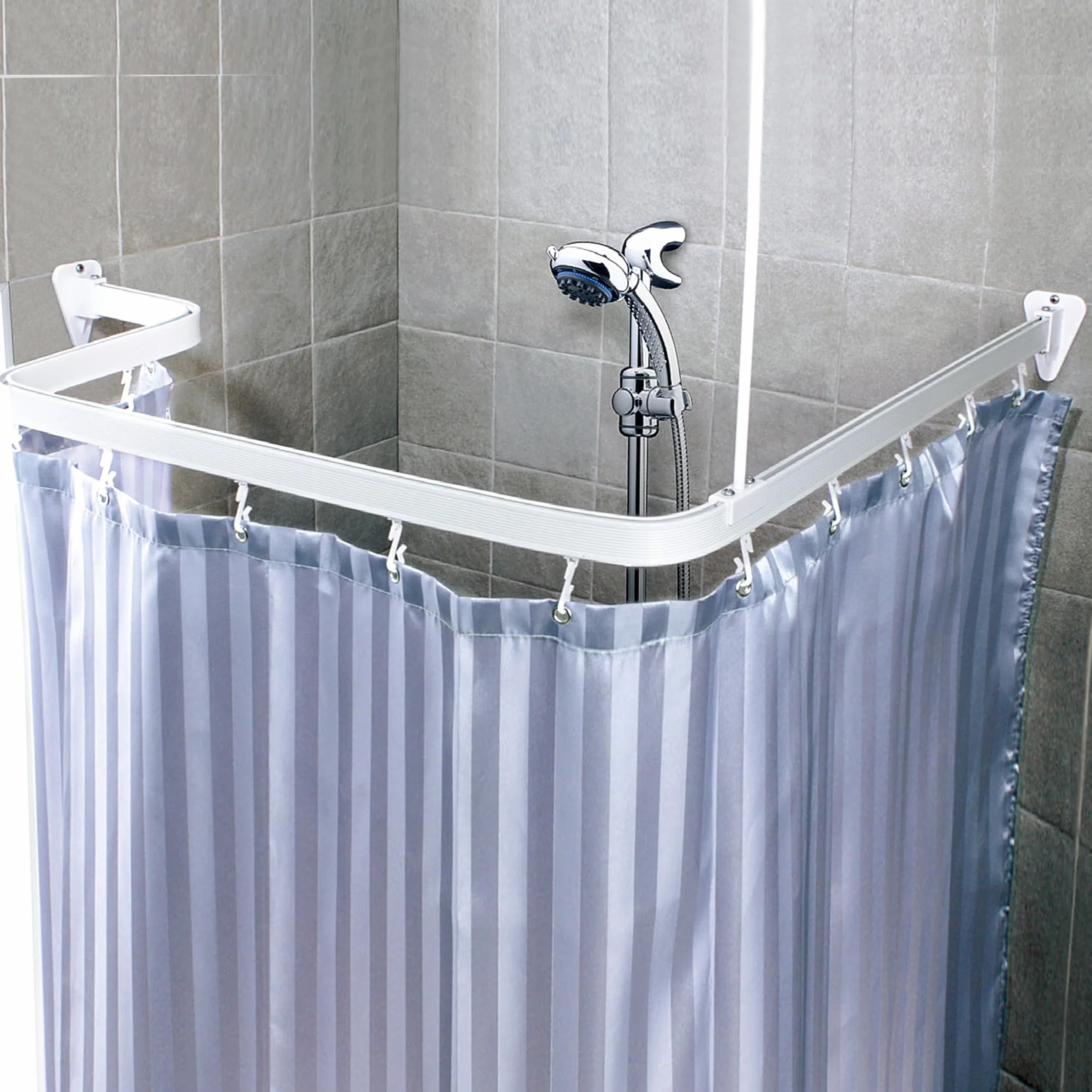 Barra de cortina de ducha con accesorios de montaje, 3 m, color blanco