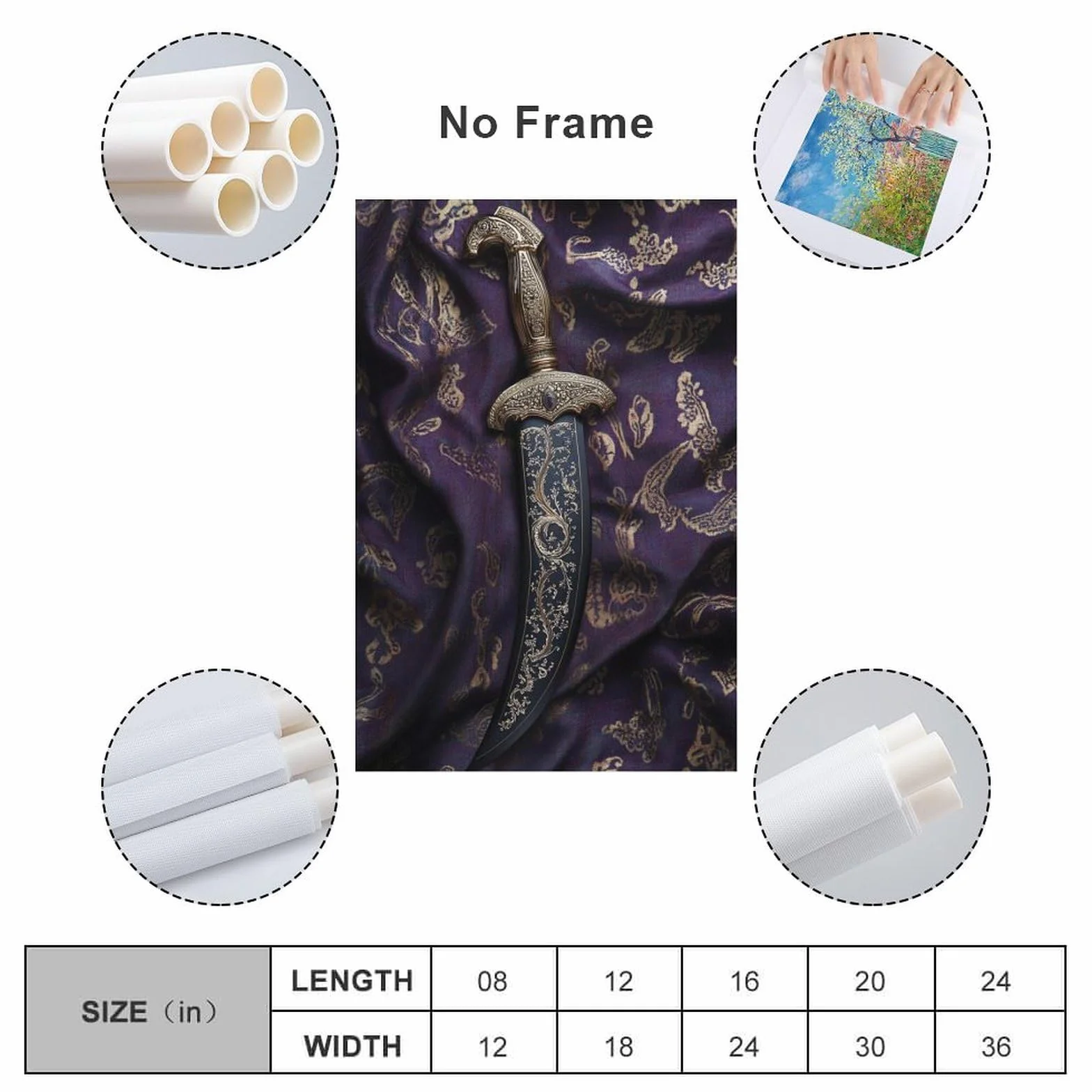 WJWART Sikh Kirpan - Póster en lienzo para decoración de dormitorio, oficina, habitación, regalo, 60 x 90 cm