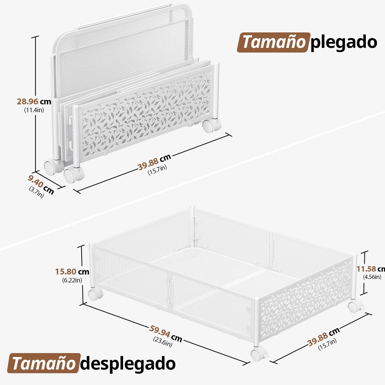 PHINOX Almacenamiento debajo de la cama con ruedas, organizador de zapatos para dormitorio