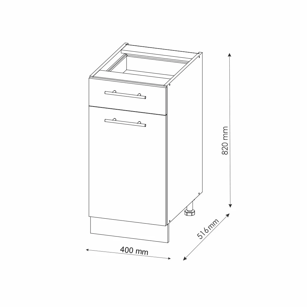 Vicco Mueble bajo de Cocina Fame-Line, Blanco casa de Campo, 40 cm sin encimera, para Combinar con Otros módulos de la Serie Fame-Line