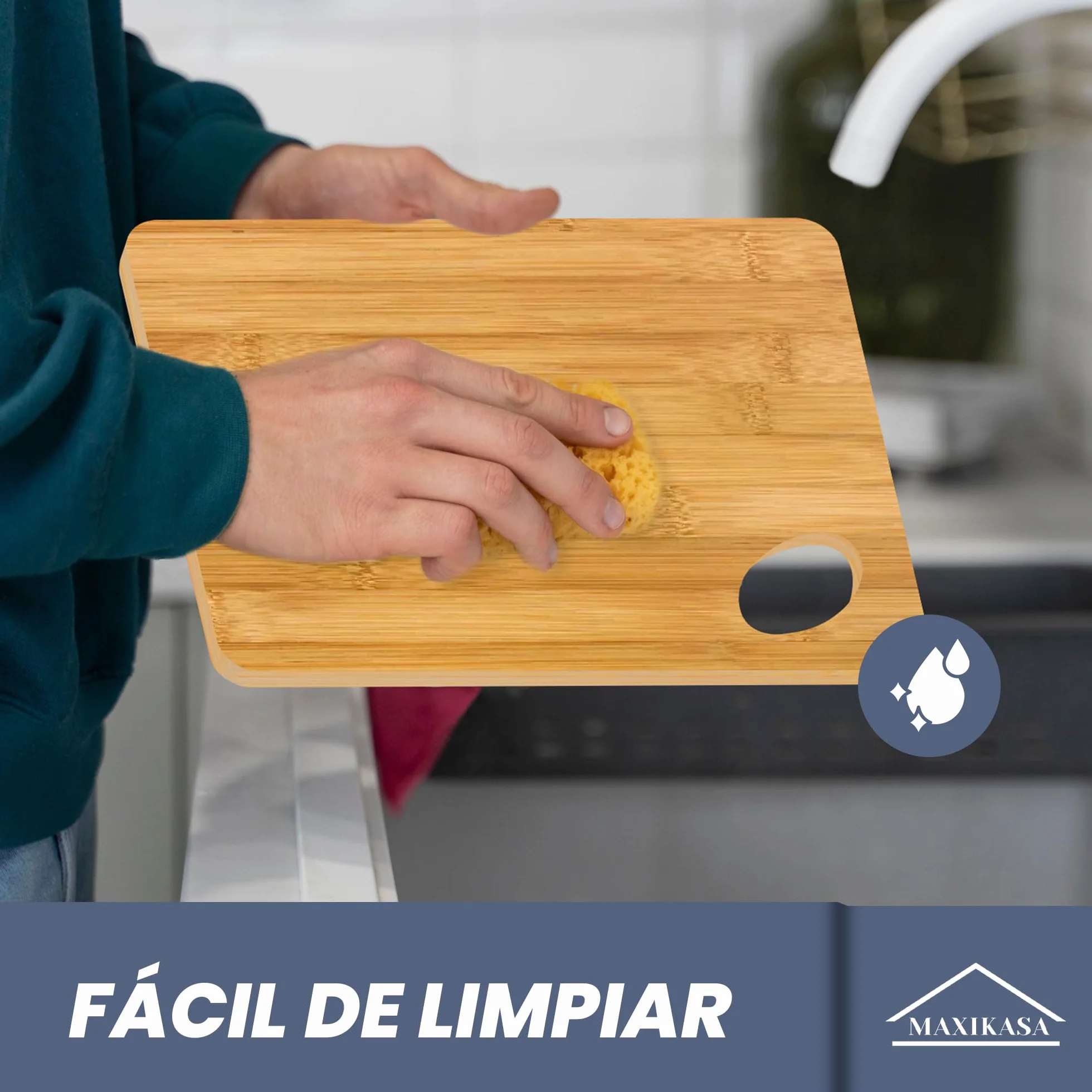 Tabla Cortar de Bambú Pack 2 uds 30x20cm Alta Resistencia