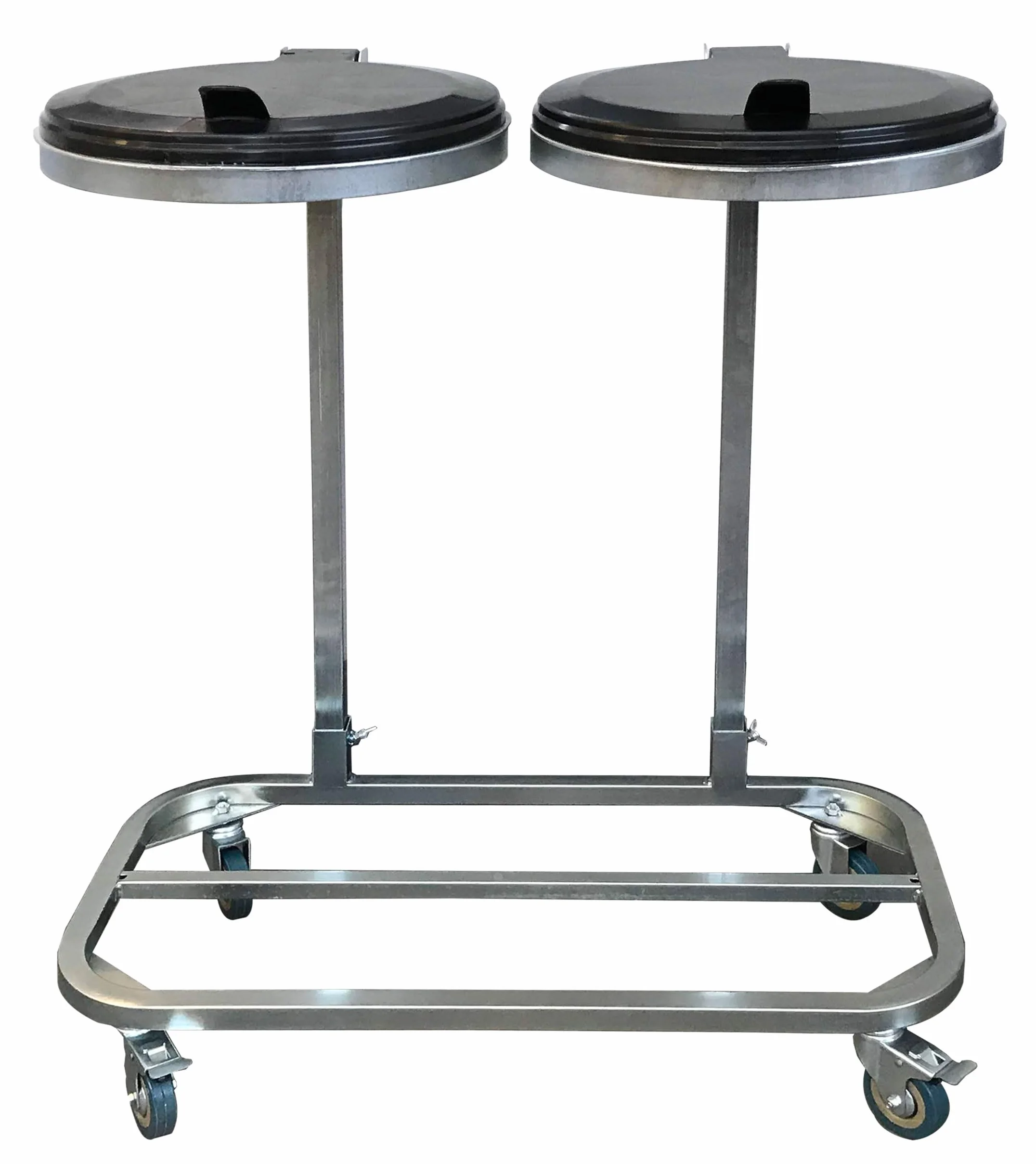 QUICK STAR Soporte Doble para Bolsas de Basura con Tapa y 4 Ruedas | Porta Bolsas de Basura Metálico 120 litros | Robusto Acero Galvanizado | Bolsa Amarilla 120L | Contenedor de Residuos Móvil