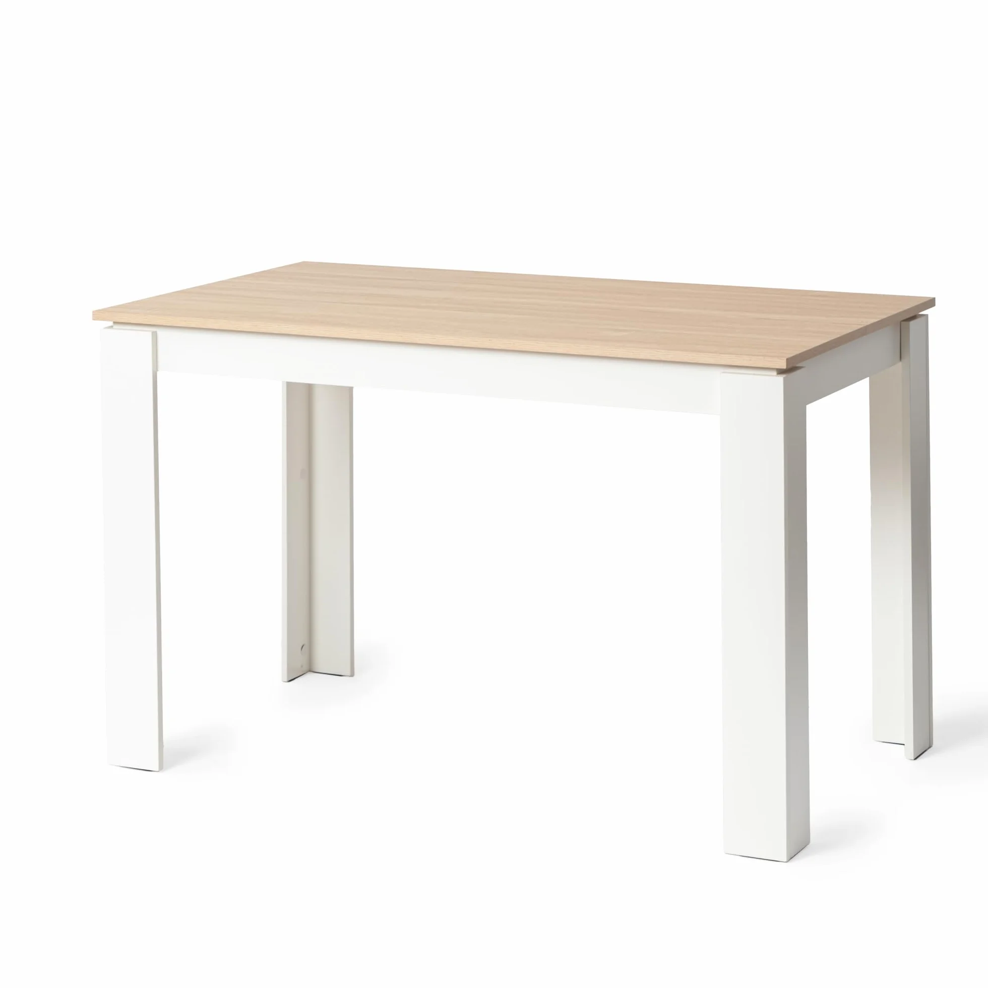 Mesa de comedor, mesa de cocina de madera, estilo escandinavo, mesa para 4-6 personas, 120 x 70 x 75 cm, roble y blanco
