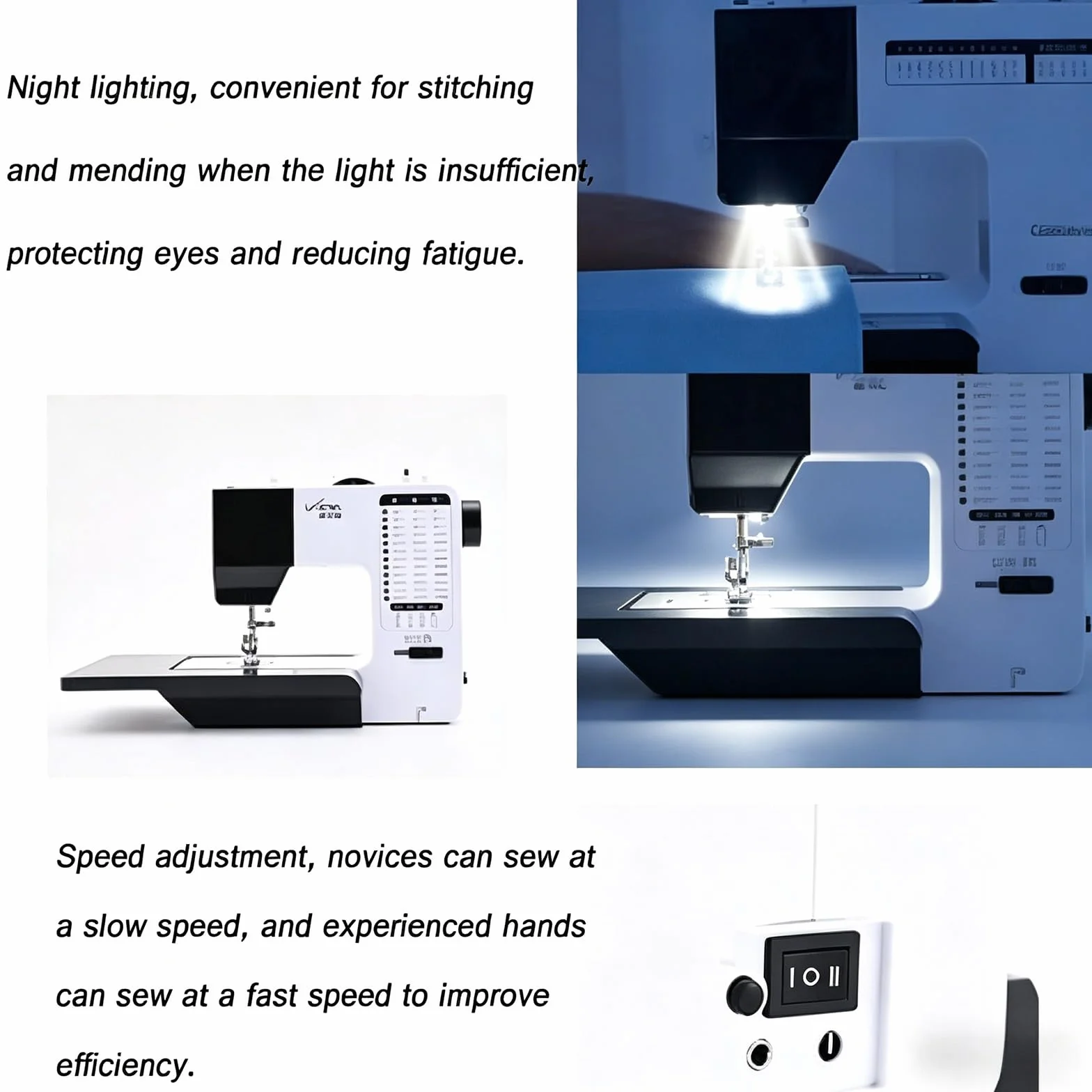 Máquina de coser industrial Overlock con 38 puntadas integradas, luz LED y mesa de extensión para tela gruesa, ideal para principiantes y profesionales