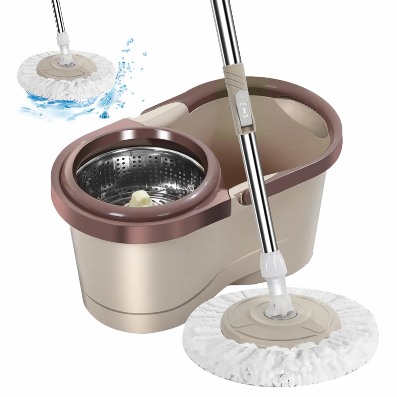 - Juego de Cubo de fregona – Juego de escurridor de Mango Extensible | Cubo de fregona de Limpieza de Suelos | Limpieza del hogar fregona automática con escurridor, fregona de Limpieza Que Ahorra