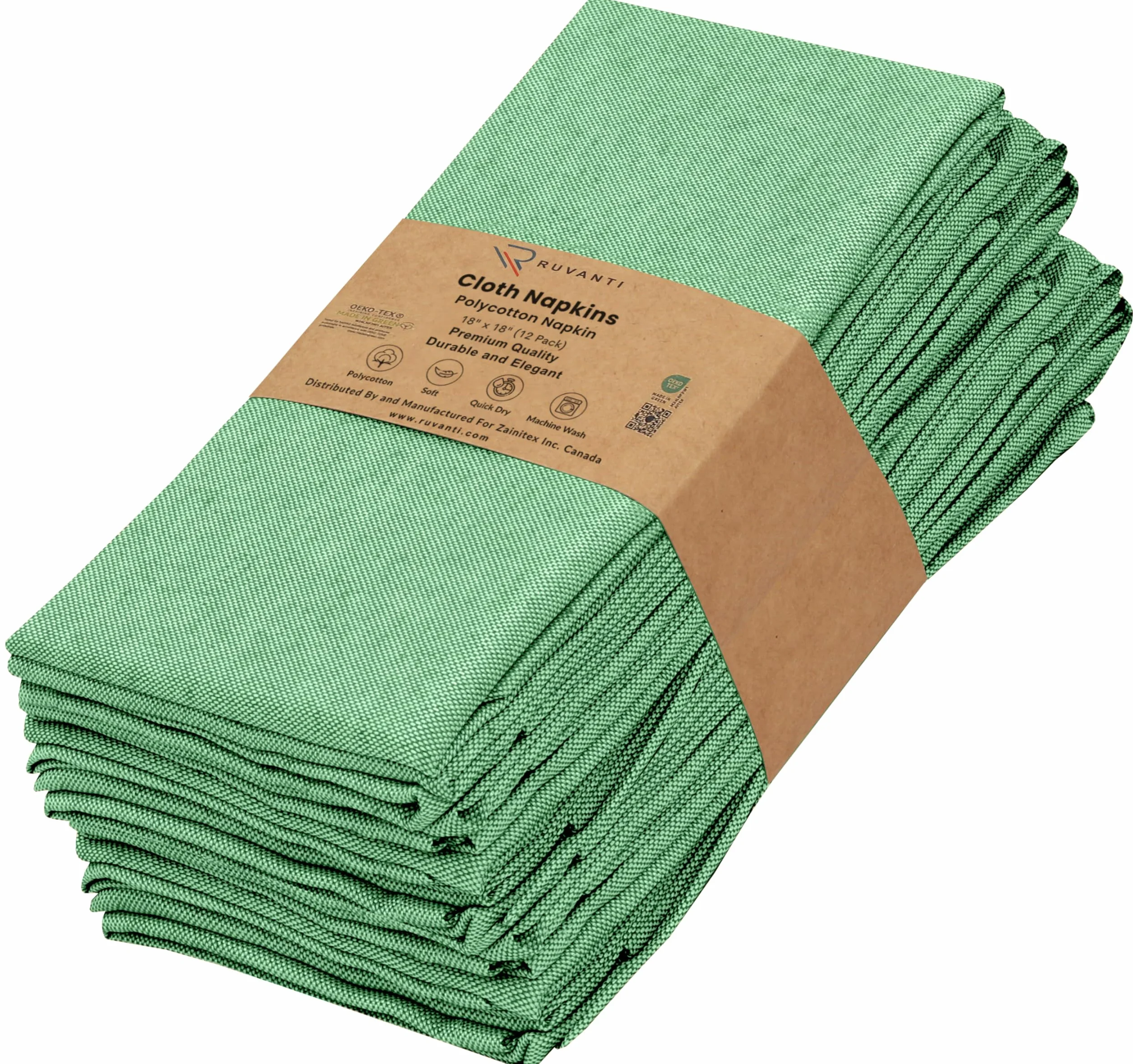 RUVANTI Indi Genious - Juego de 12 servilletas de tela reutilizables de 45.7 x 45.7 cm, lavables, suaves y duraderas, servilletas de mesa de polialgodón para fiestas, Navidad, Acción de Gracias, bodas