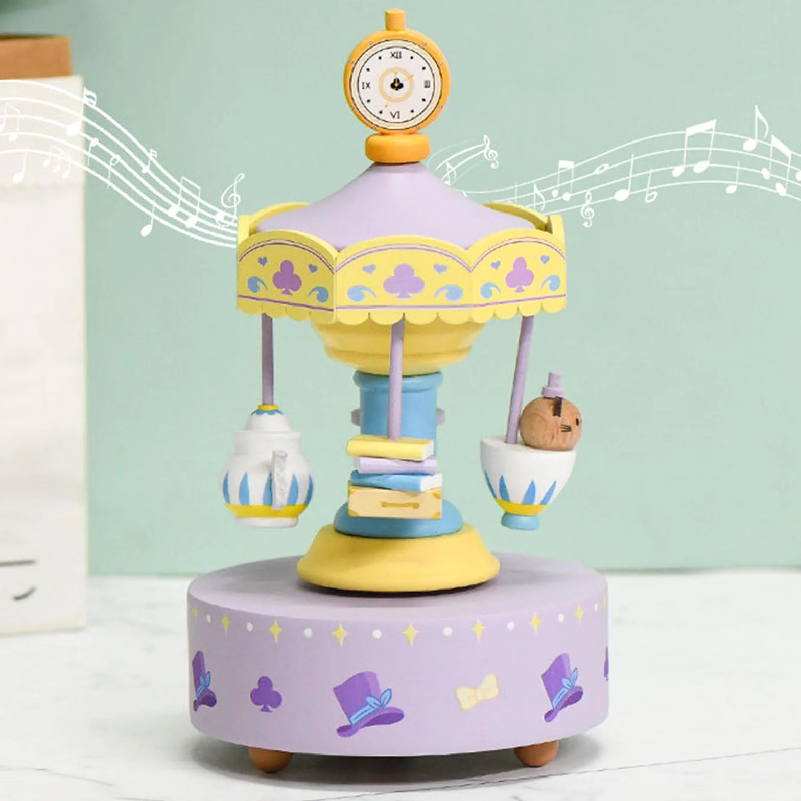 Caja de música de Madera con diseño de tiovivo para niños y, decoración navideña, decoración de Dormitorio