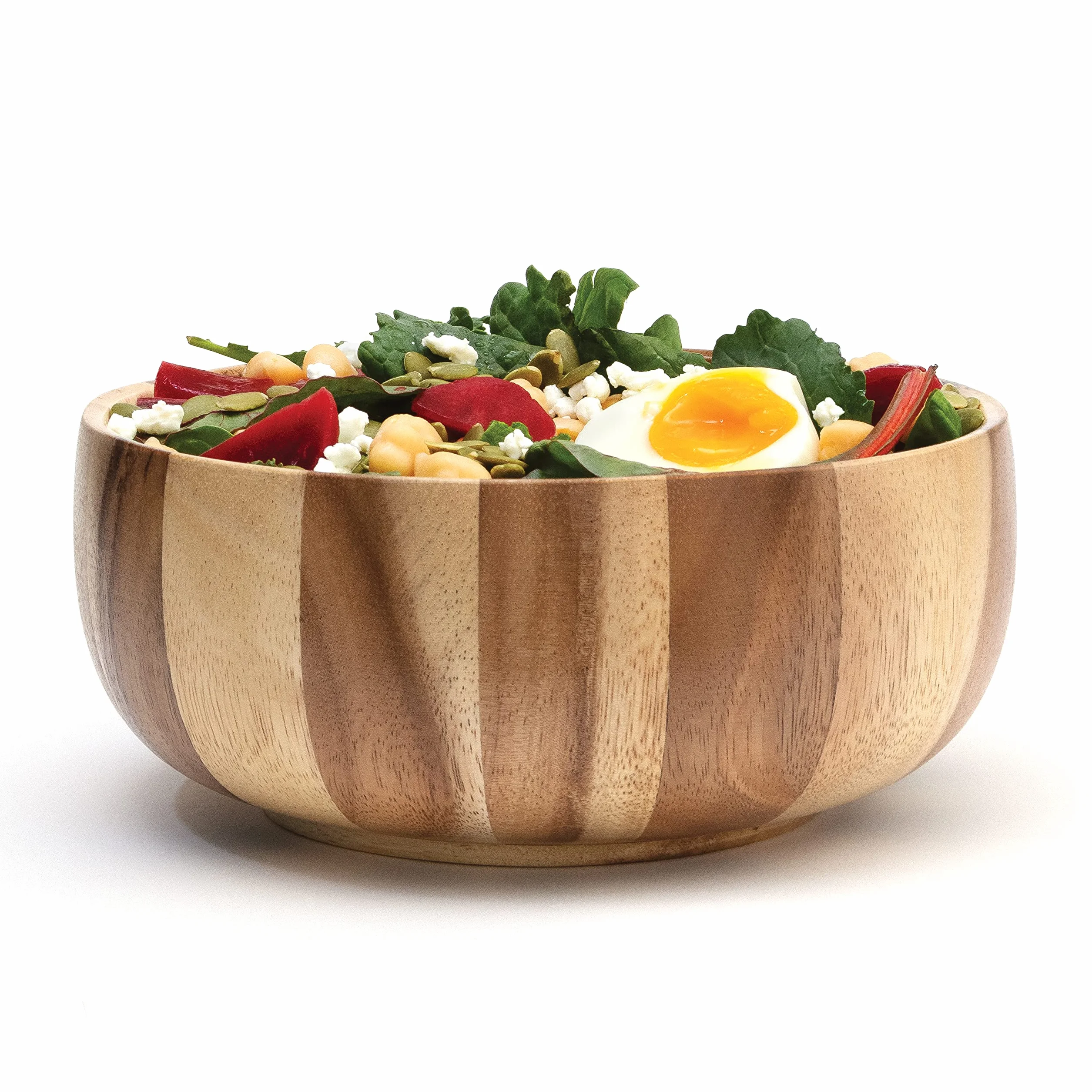 Lipper International Acacia Sunburst Ensaladera, talla única, color marrón