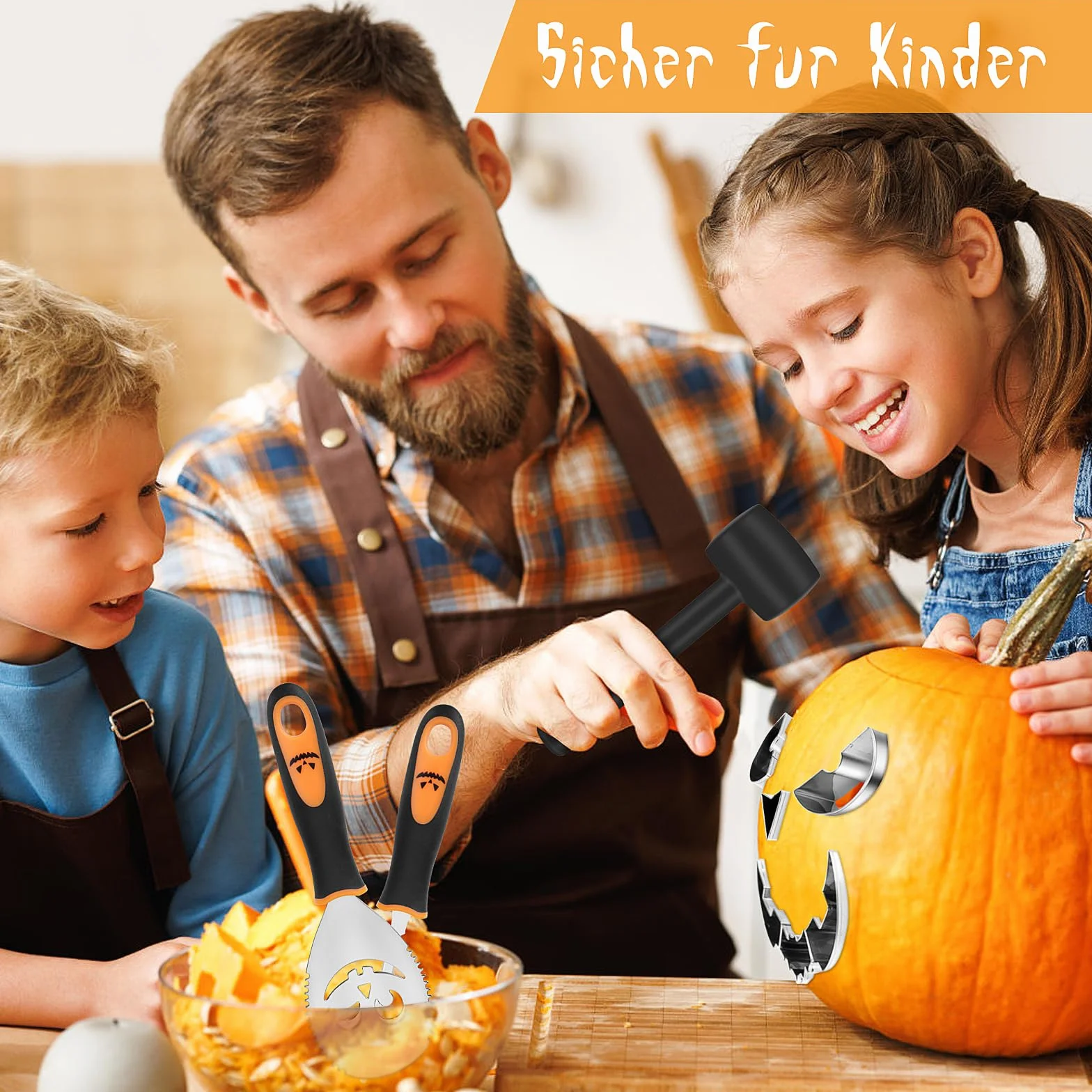 Meetory Juego de 13 piezas para tallar calabaza de Halloween, kit de acero inoxidable con plantillas