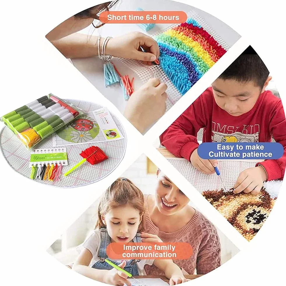 Kit de alfombra con gancho de pestillo para adultos, kit de costura para principiantes con gancho de pestillo, kit de manualidades para decoración del hogar